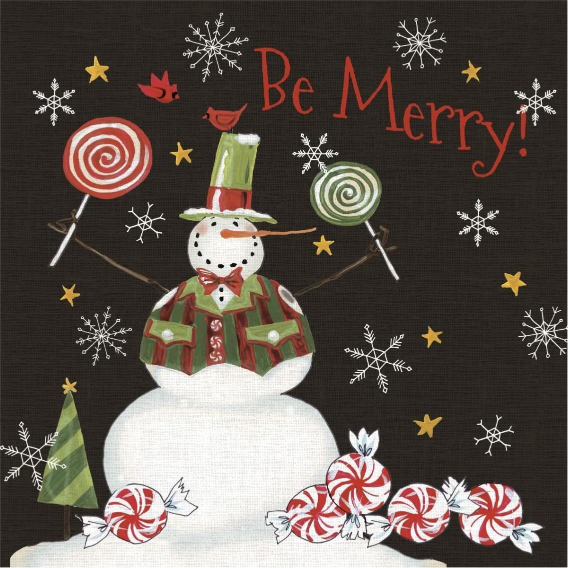 Sweet Snowmen IV Black -Paper Art-38&quotx38"