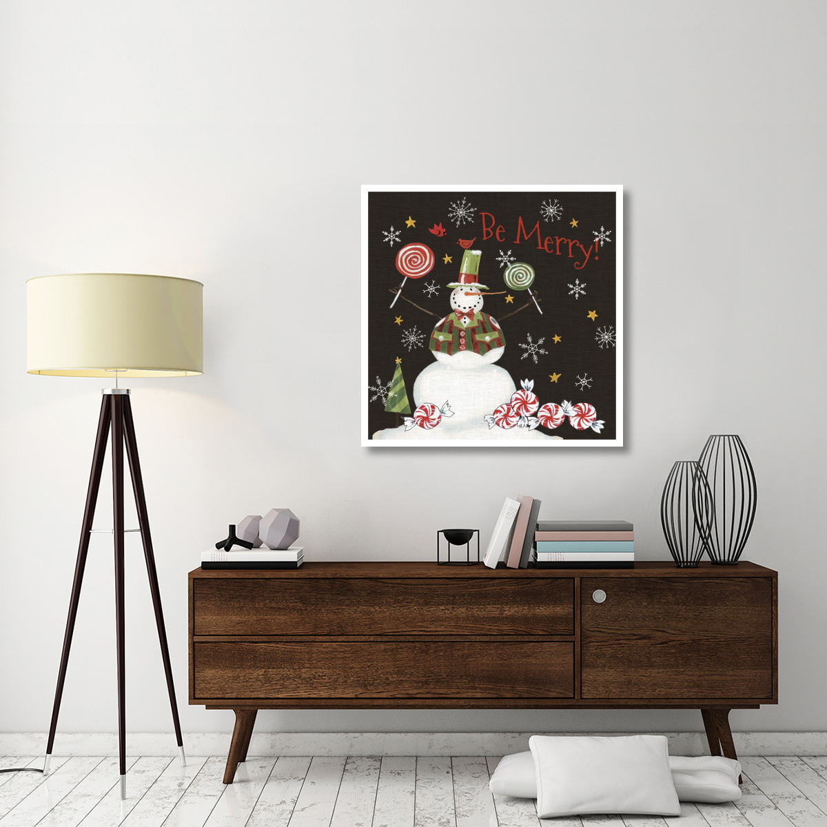 Sweet Snowmen IV Black -Paper Art-38&quotx38"