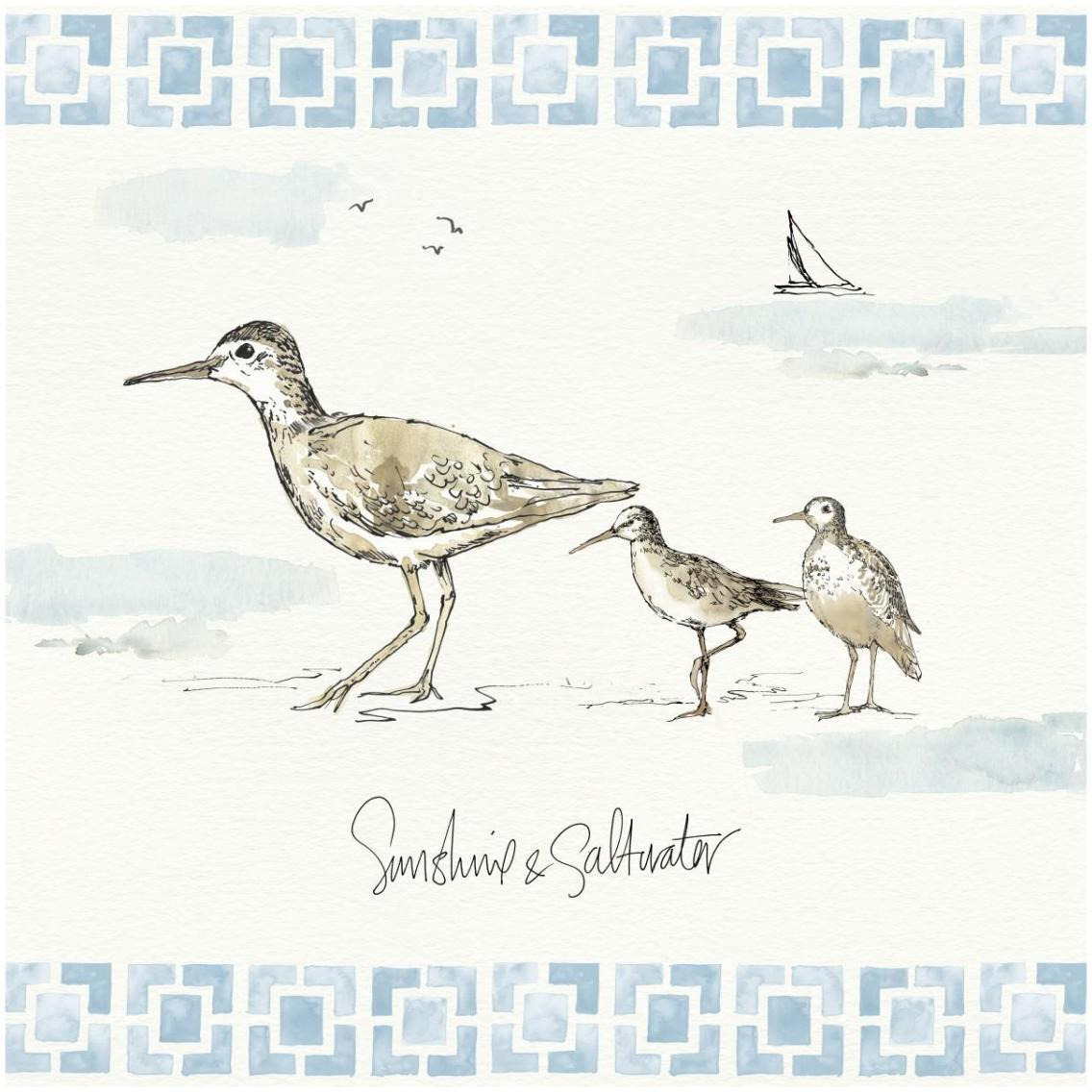 Sandpiper Sea II -Paper Art-32&quotx32"