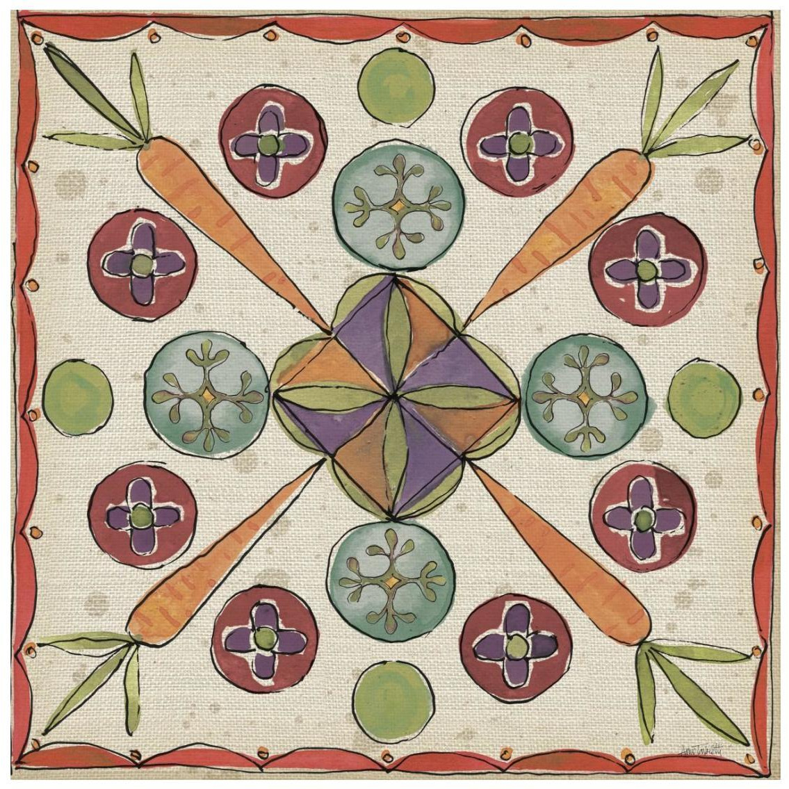 Farmers Feast Tiles I -Paper Art-26&quotx26"
