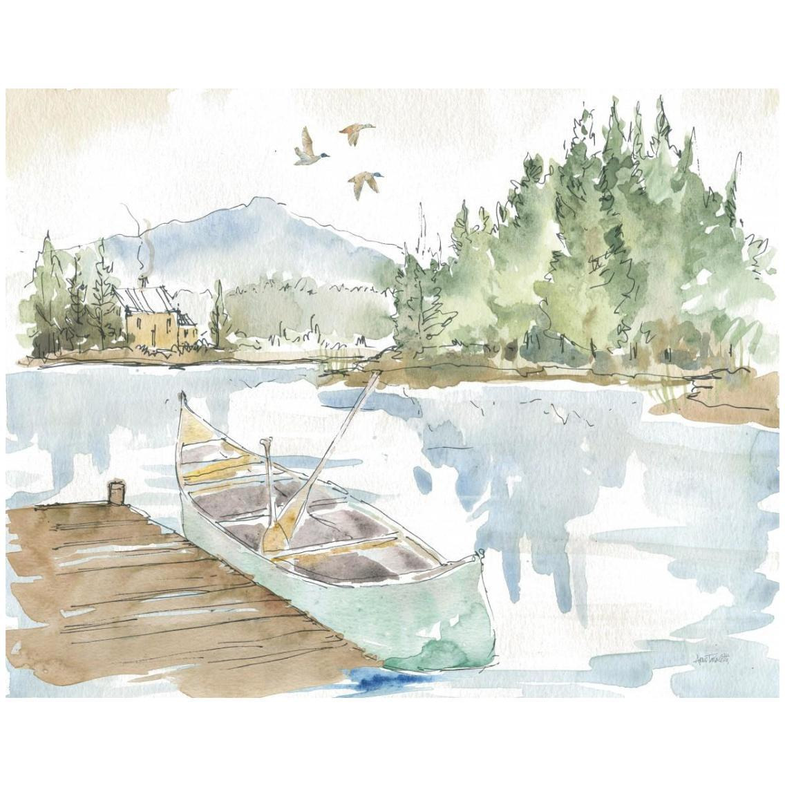 Lakehouse I -Paper Art-30&quotx24"