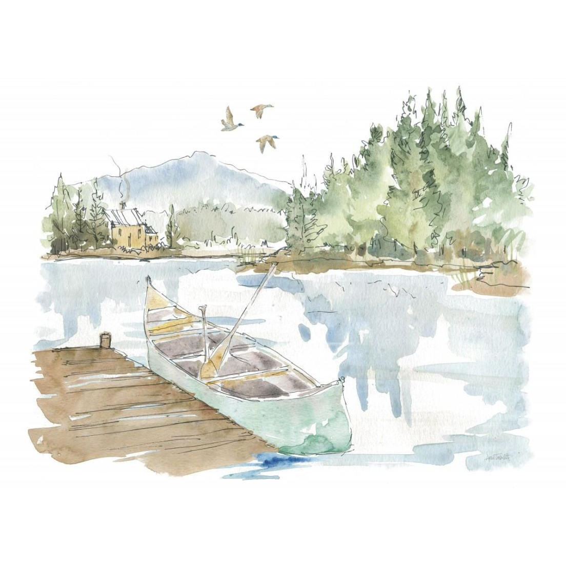 Lakehouse I on White -Paper Art-26&quotx22"