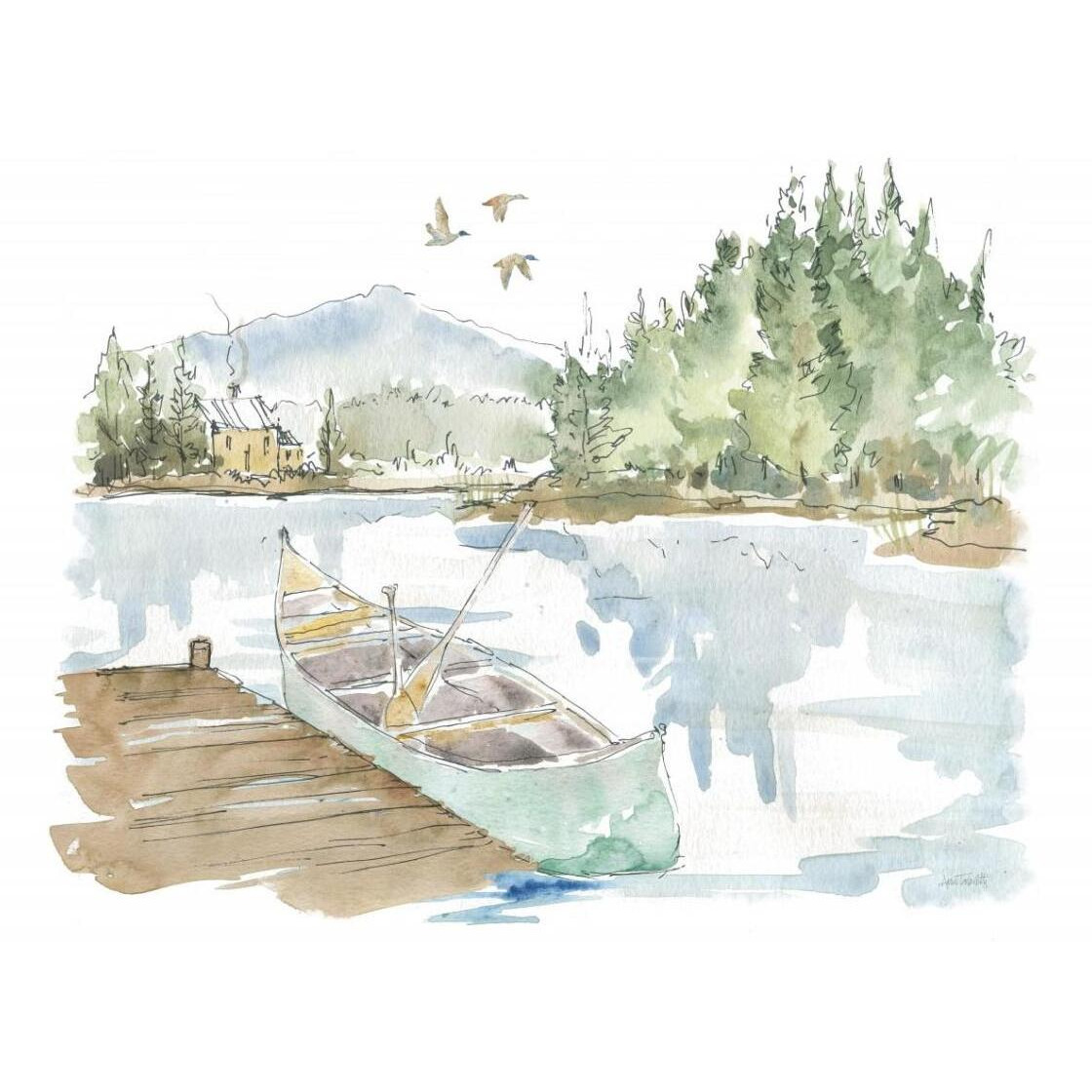 Lakehouse I on White -Paper Art-37&quotx30"