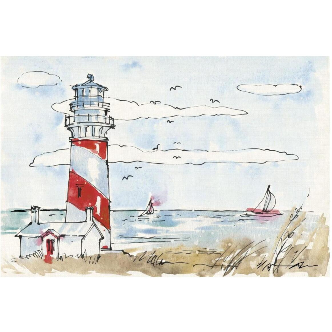 Coastal Life I -Paper Art-50&quotx34"