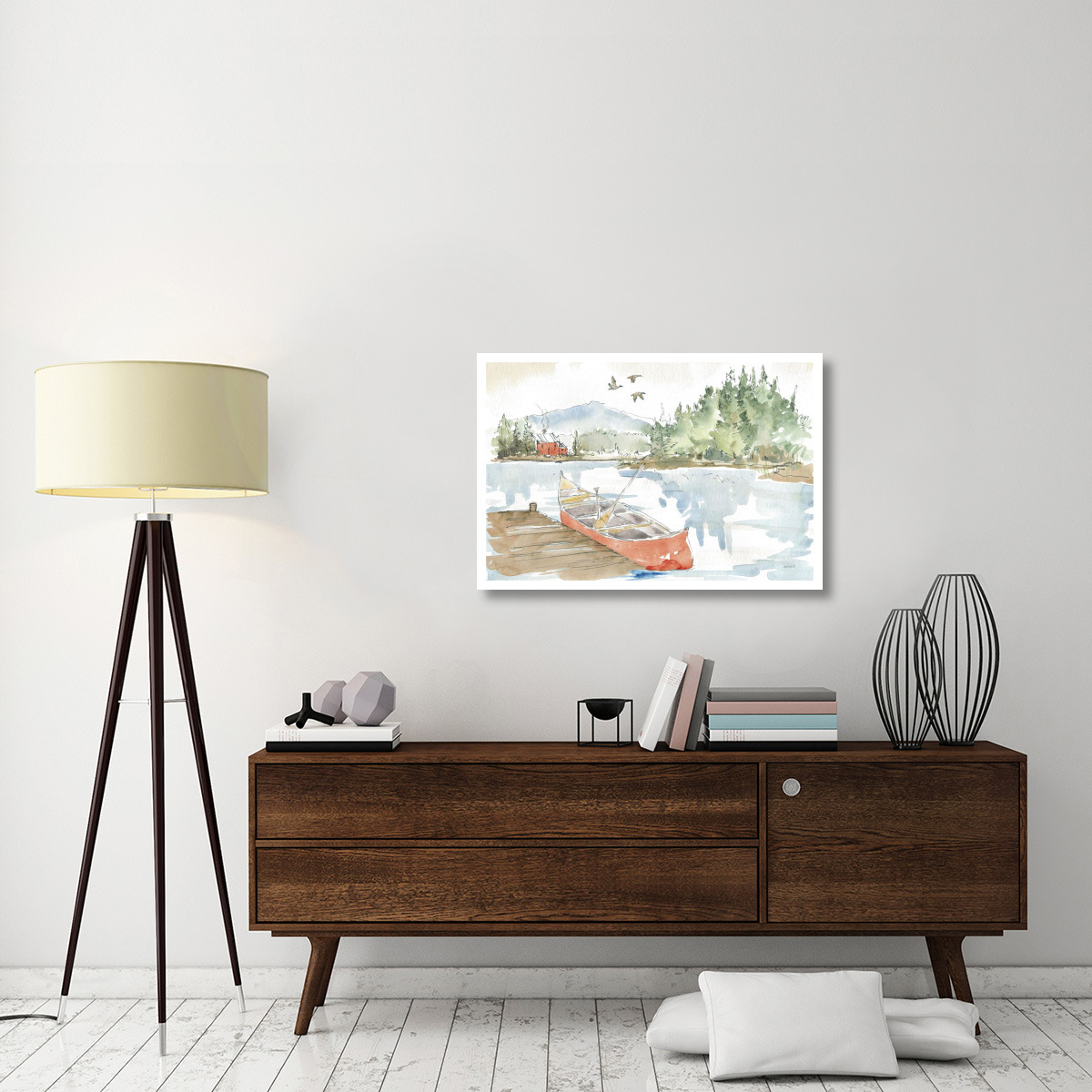 Lakehouse I Red -Paper Art-38&quotx26"