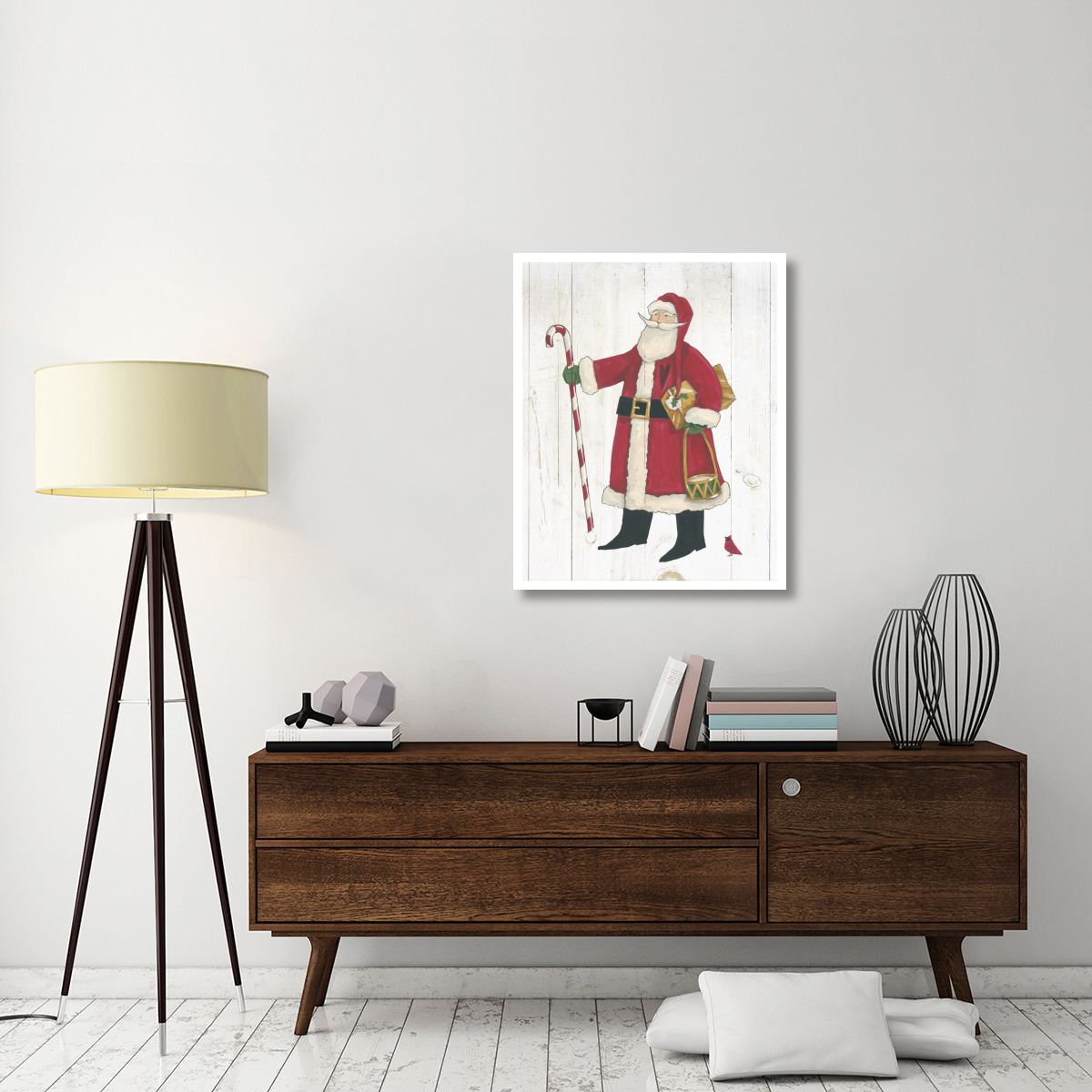 Vintage St Nick II no Words on White Wood -Paper Art-30&quotx37"