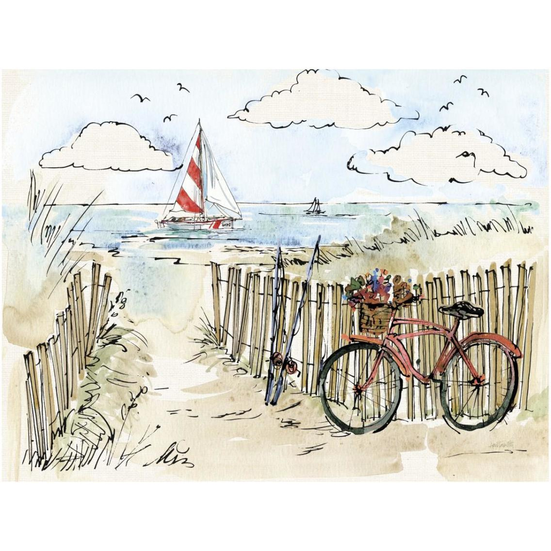 Coastal Catch VI -Paper Art-34&quotx26"