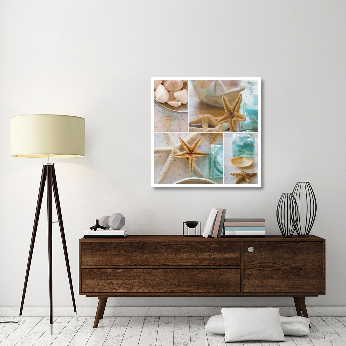 Beach Glass Collage -Paper Art-38&quotx38"