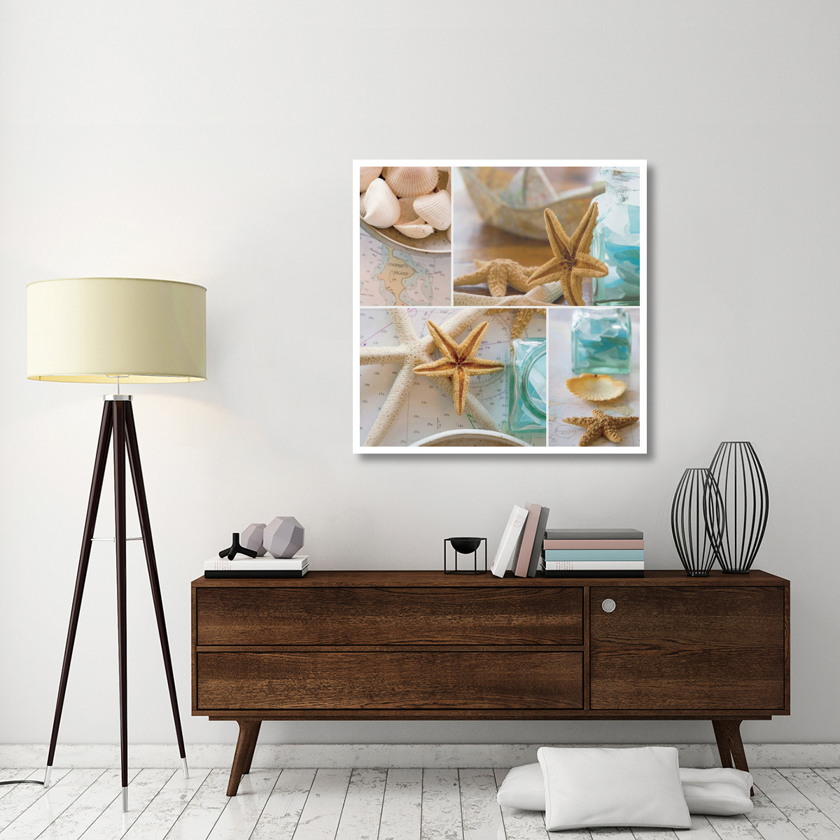 Beach Glass Collage -Paper Art-42&quotx42"