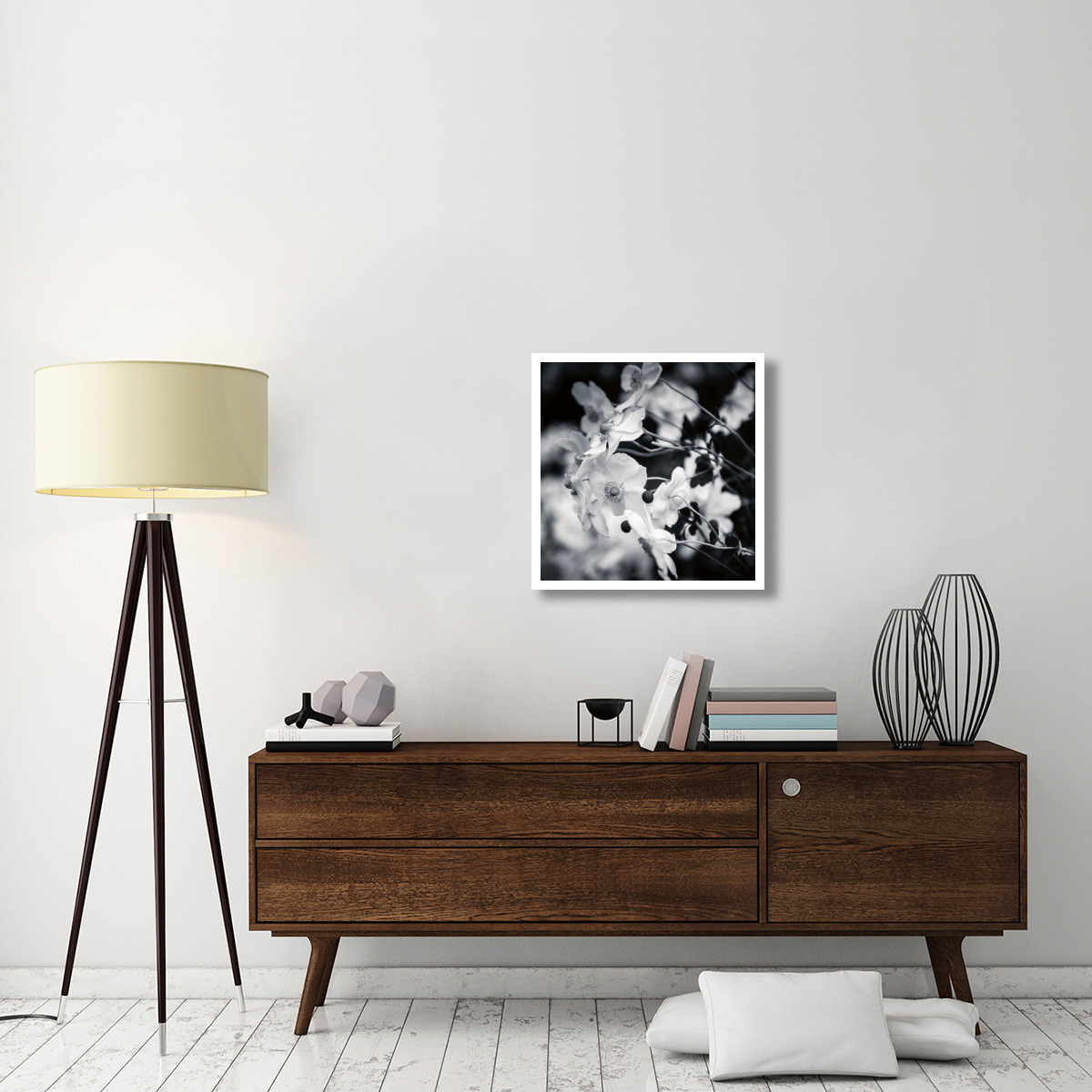 Black and White Anemones -Paper Art-26&quotx26"