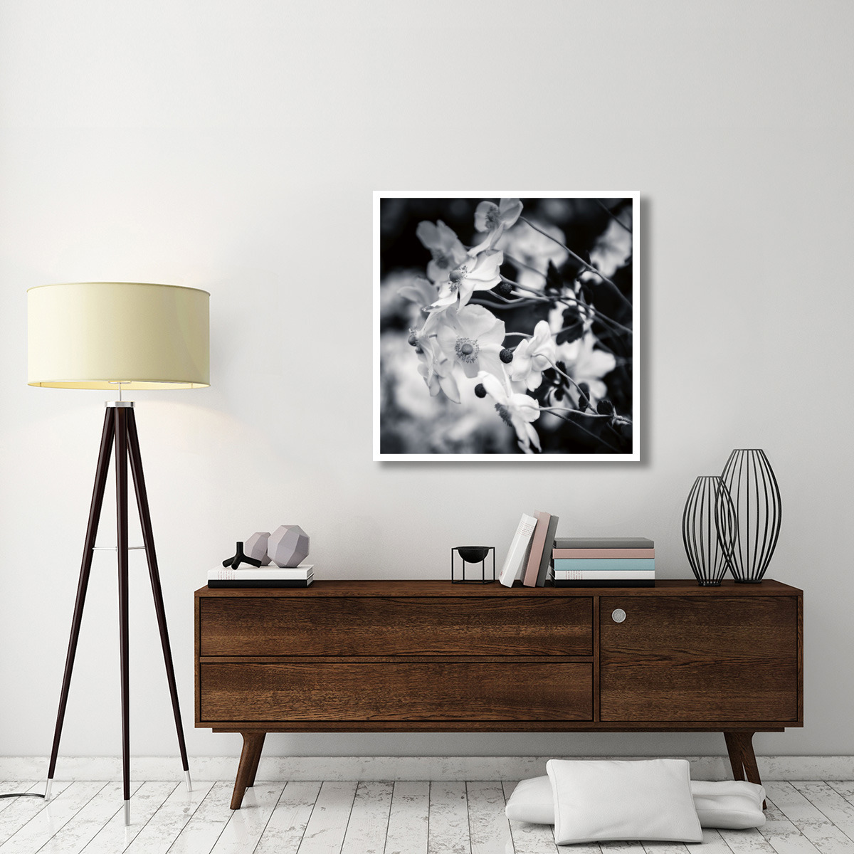 Black and White Anemones -Paper Art-38&quotx38"