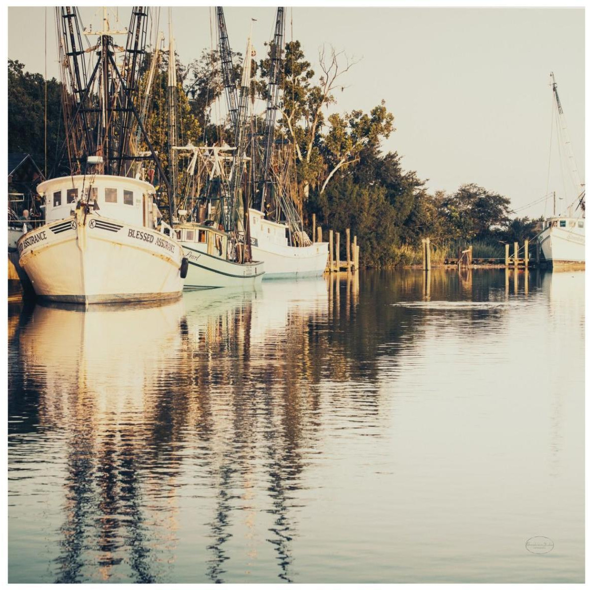 Sepia Shimp Boat -Paper Art-42&quotx42"