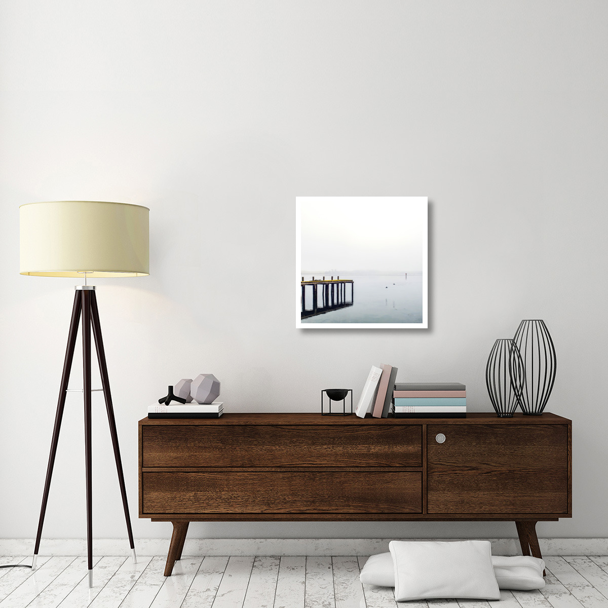 Foggy Pier -Paper Art-26&quotx26"
