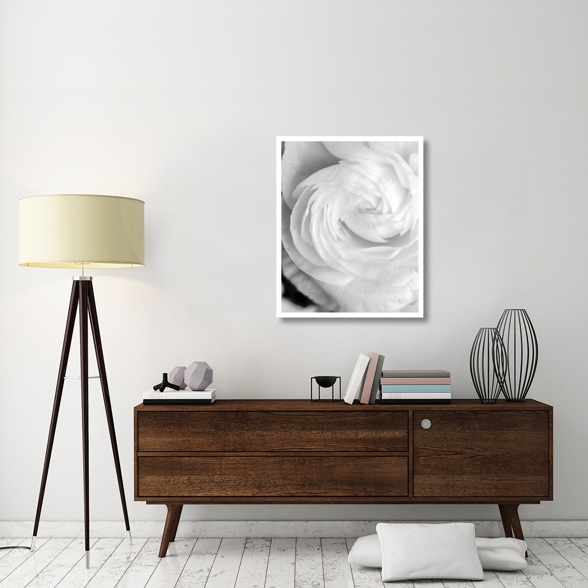 Black and White Petals I -Paper Art-30&quotx37"