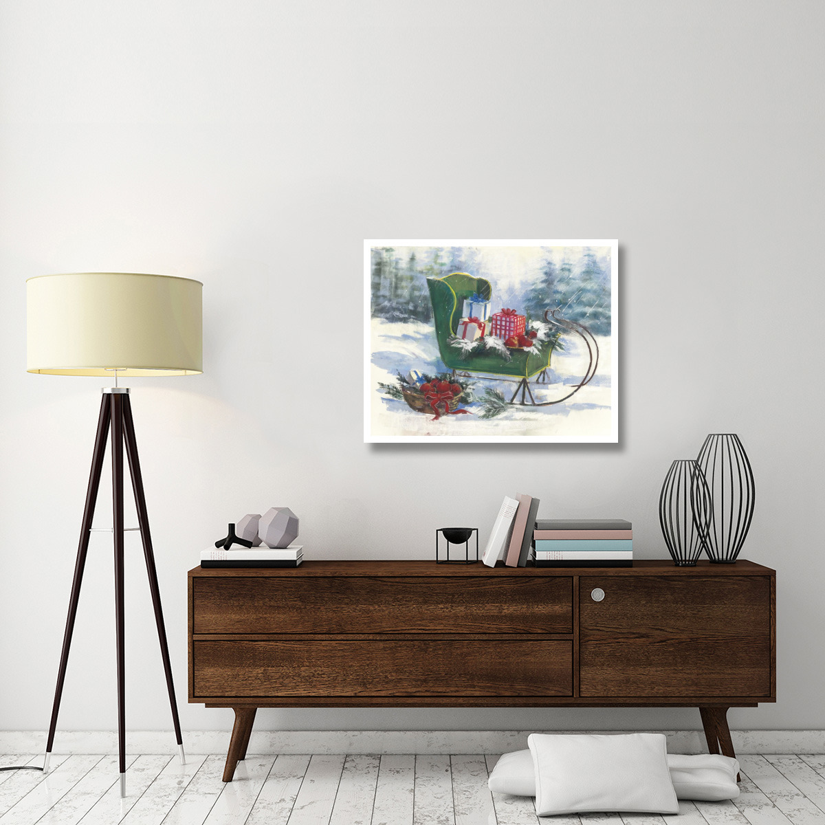 Green Sleigh -Paper Art-37&quotx30"