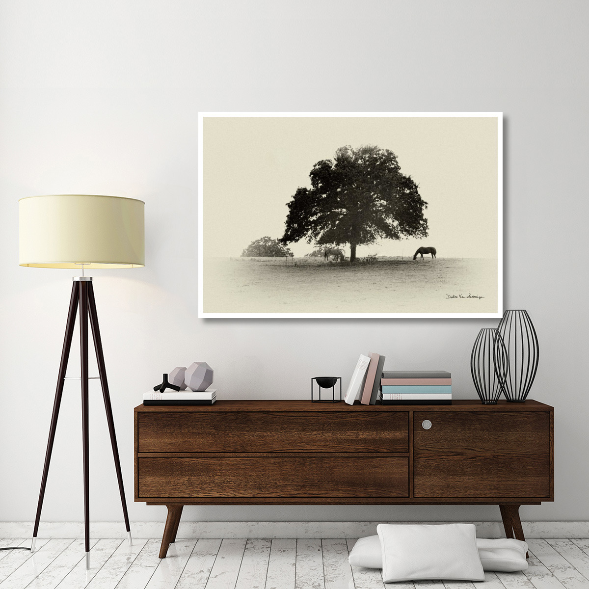 Horses and Trees I -Paper Art-62&quotx42"