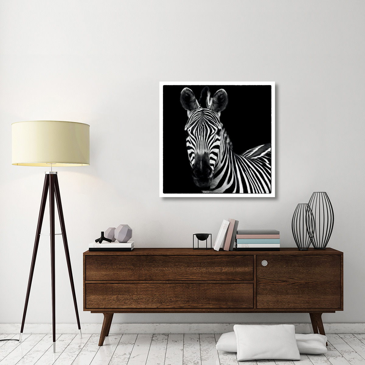 Zebra II Square -Paper Art-38&quotx38"