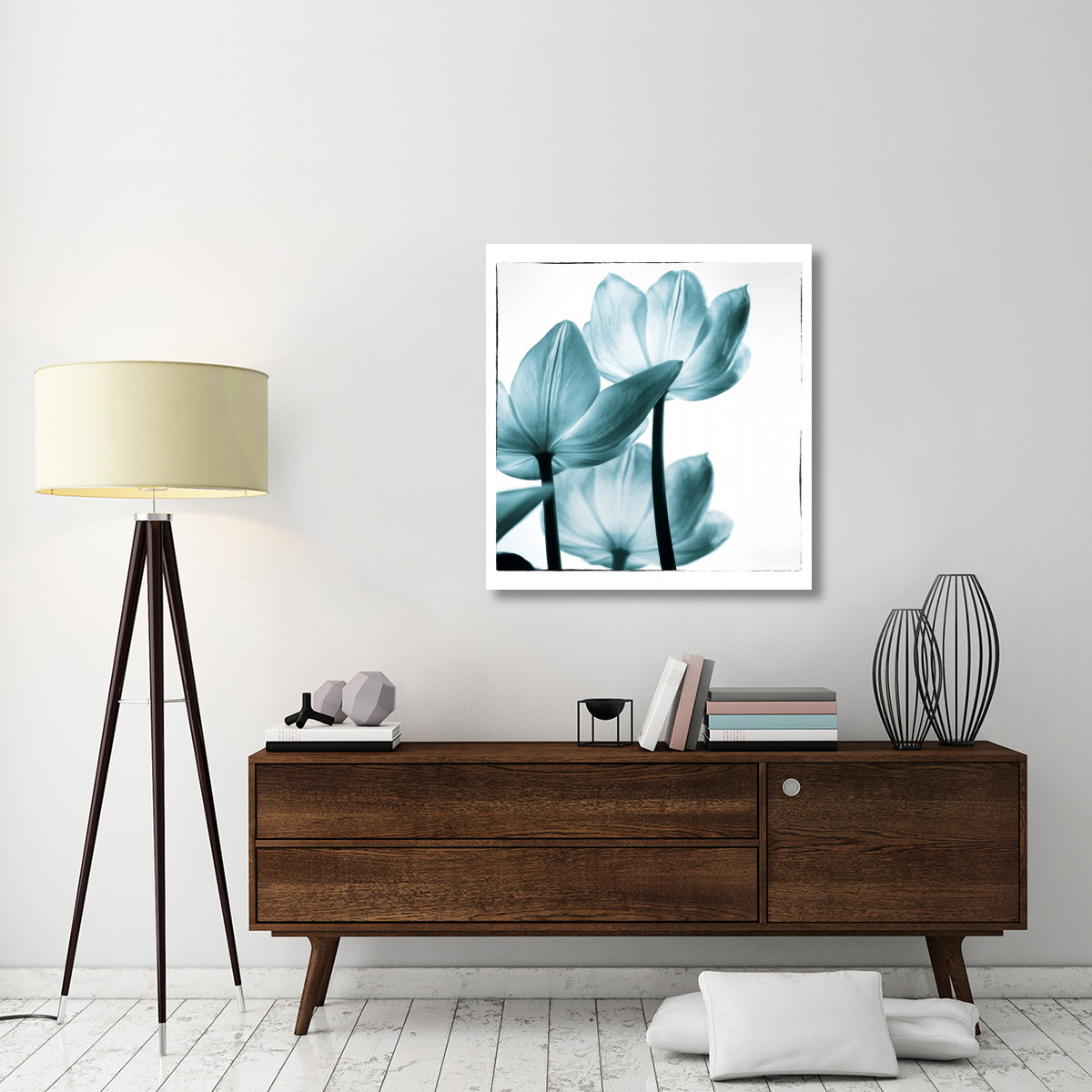 Translucent Tulips III Sq Teal -Paper Art-35.84&quotx38"