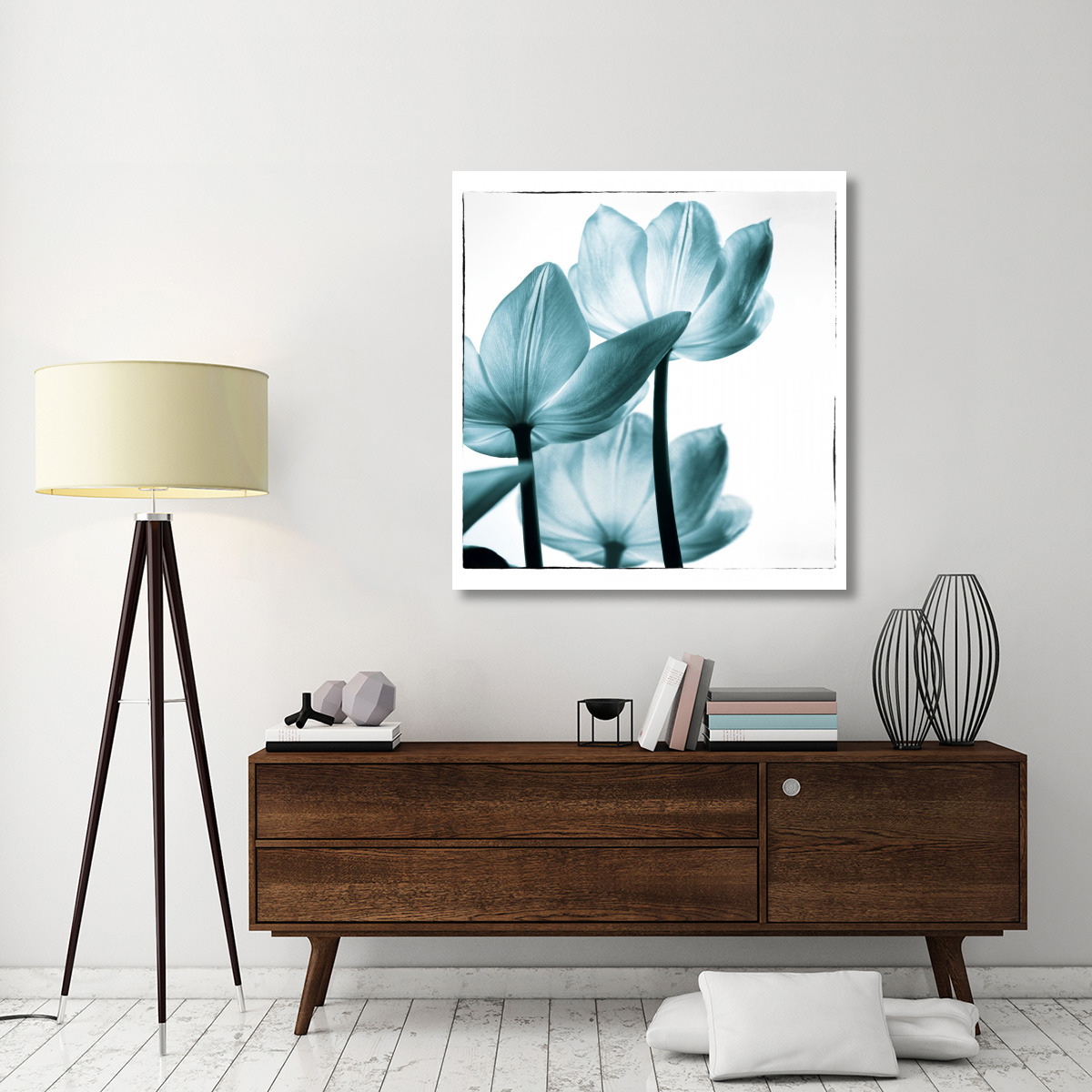 Translucent Tulips III Sq Teal -Paper Art-43.36&quotx46"