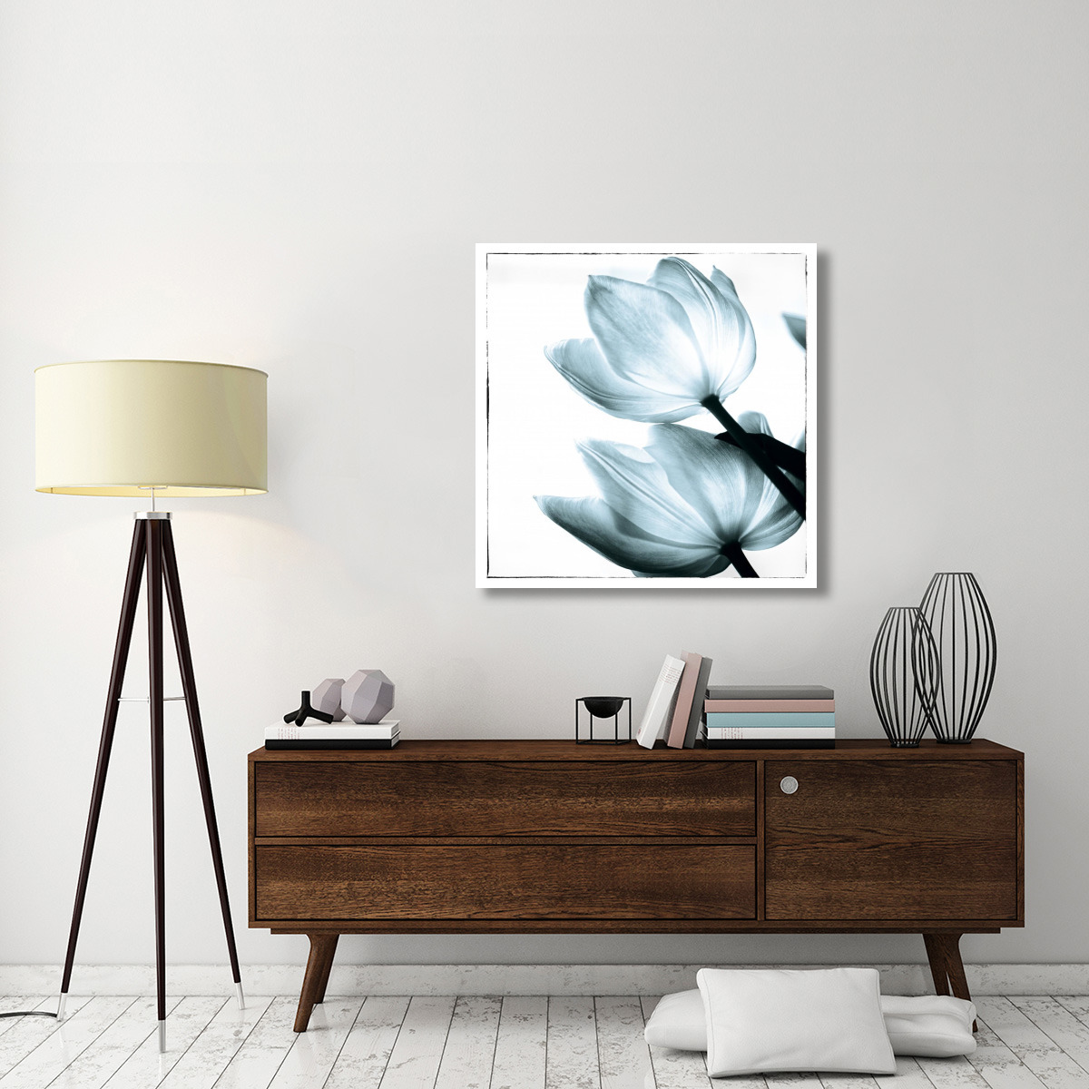 Translucent Tulips II Sq Aqua -Paper Art-38&quotx38"