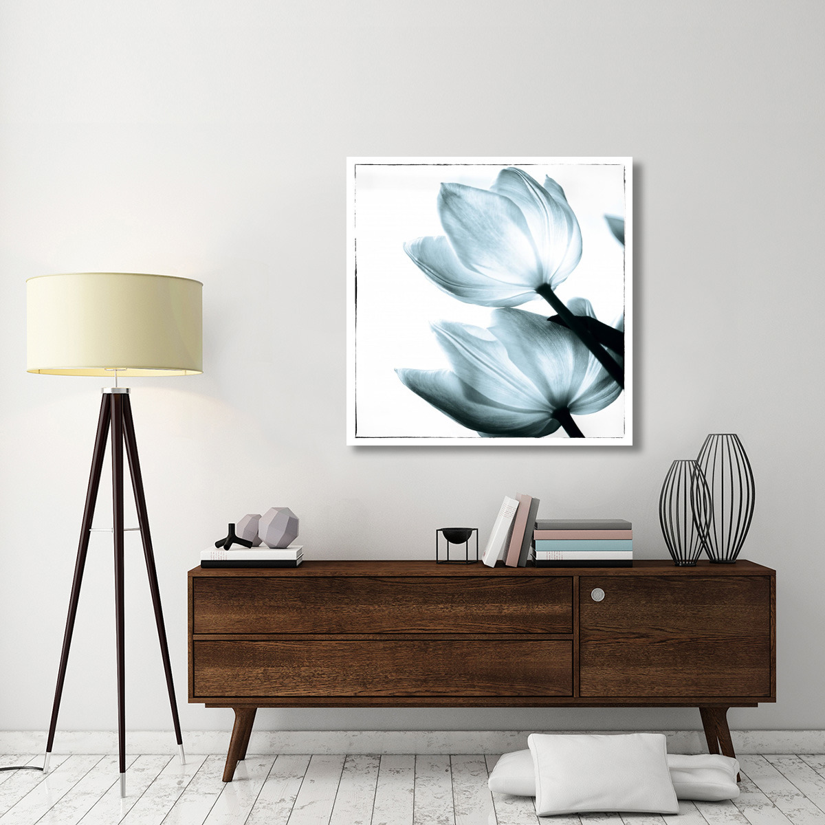 Translucent Tulips II Sq Aqua -Paper Art-42&quotx42"