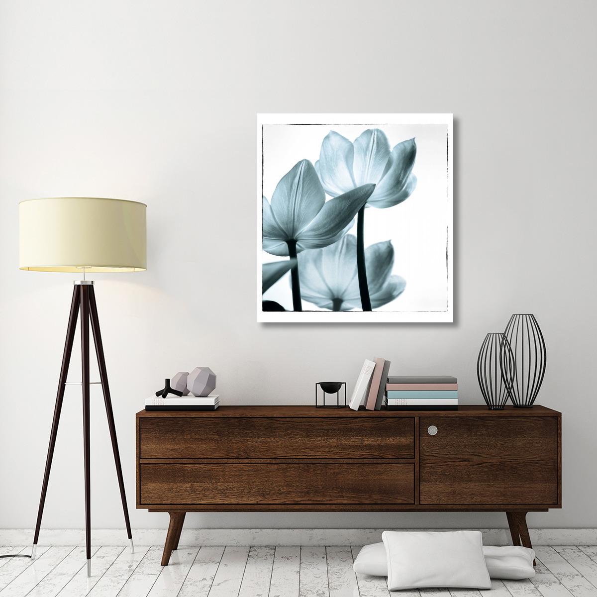 Translucent Tulips III Sq Aqua -Paper Art-39.6&quotx42"