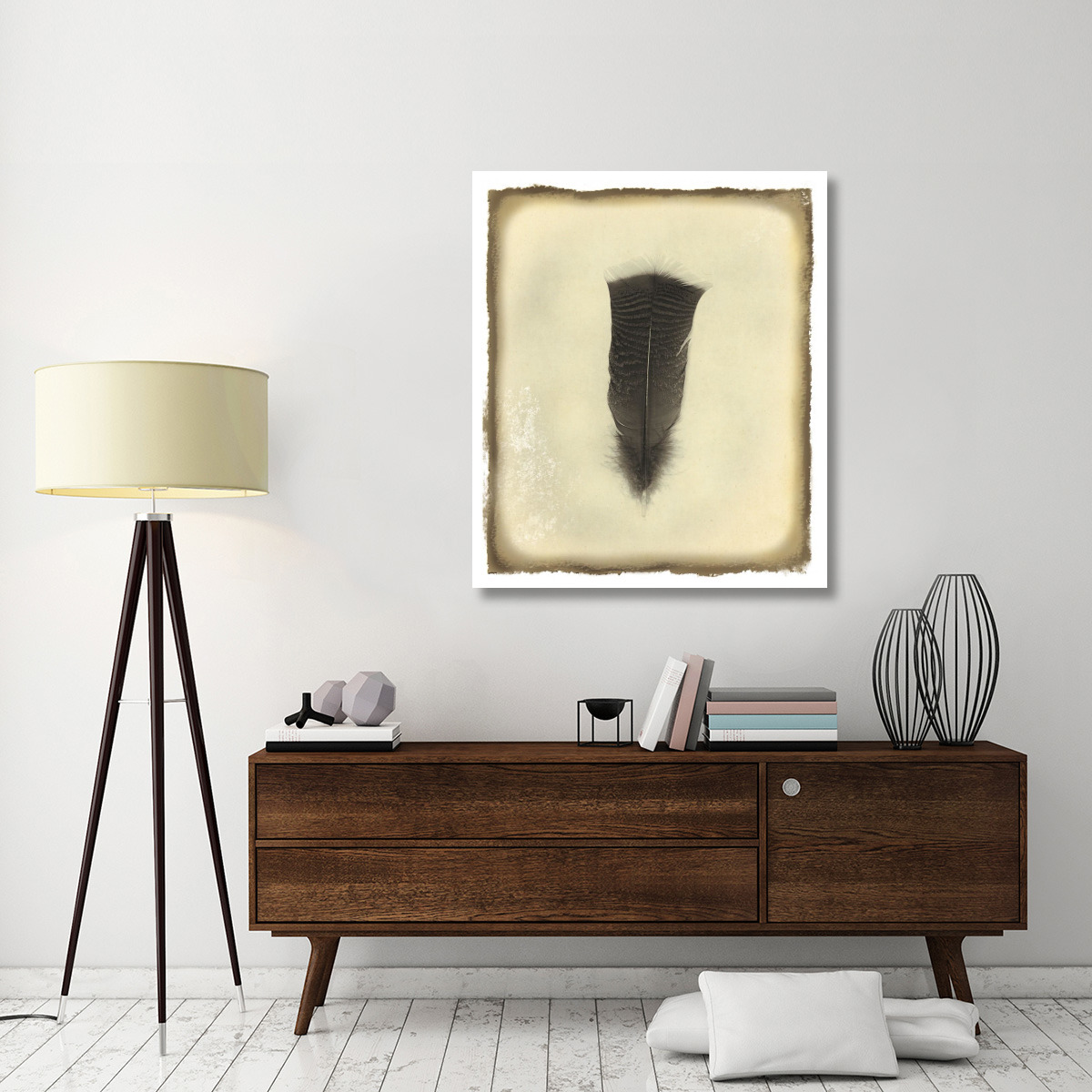 Feather III Vintage -Paper Art-38.96&quotx46"