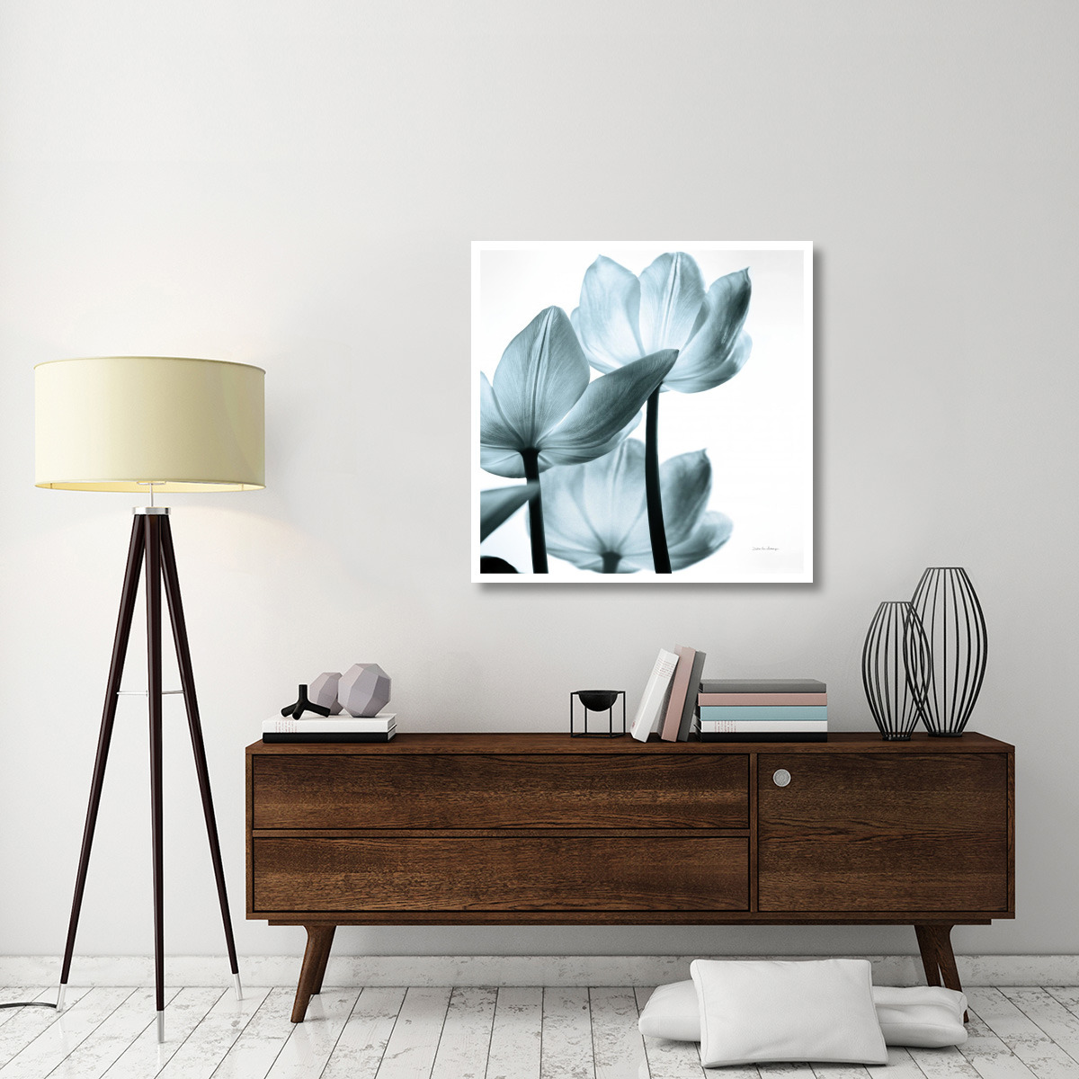 Translucent Tulips III Sq Aqua -Paper Art-38&quotx38"