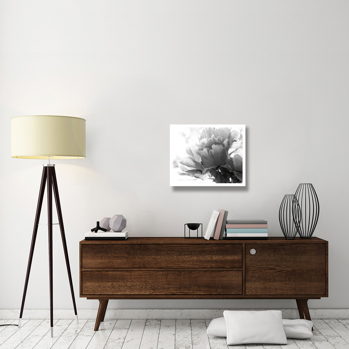 Translucent Peony I - BW -Paper Art-26&quotx22"