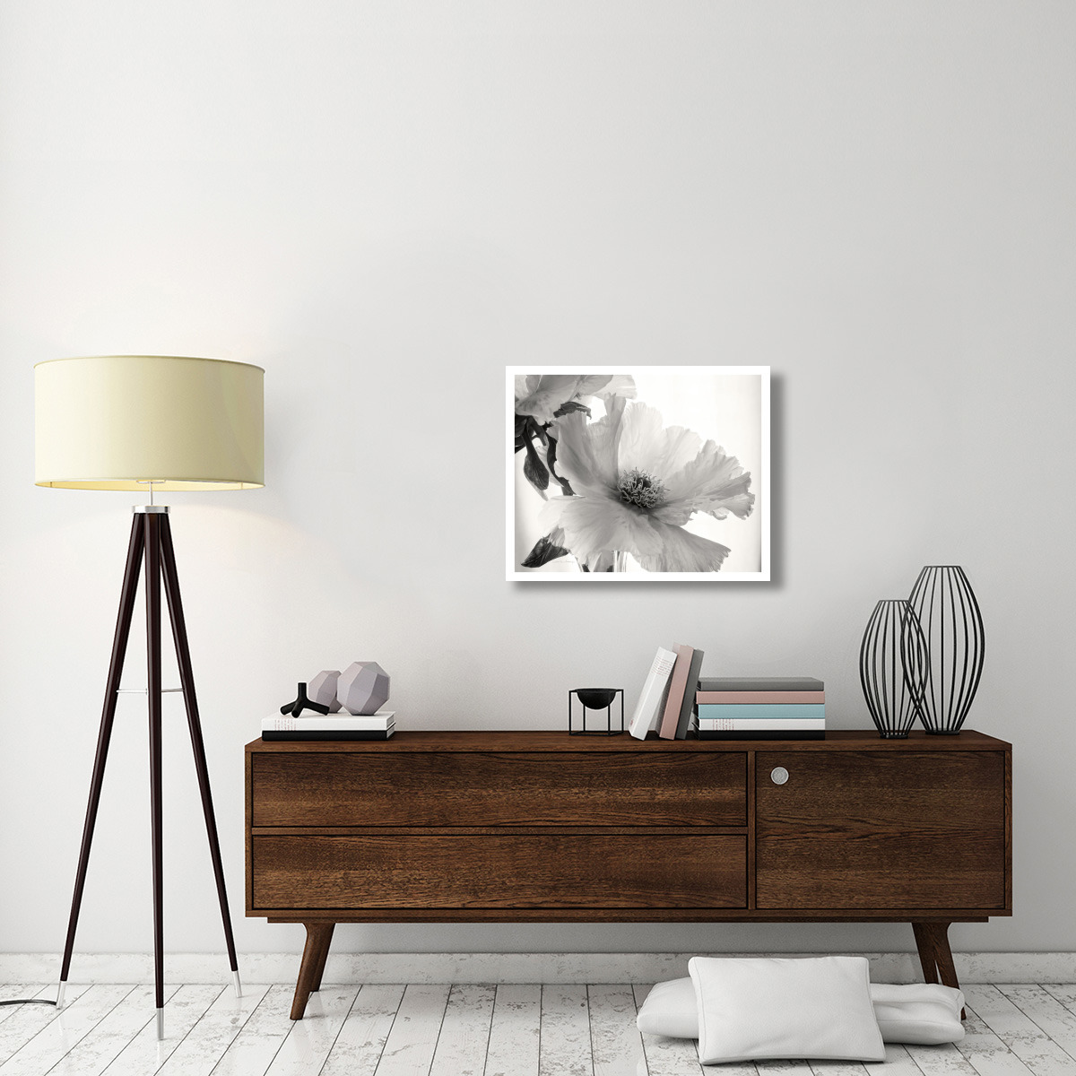 Translucent Peony VI - BW -Paper Art-30&quotx24"