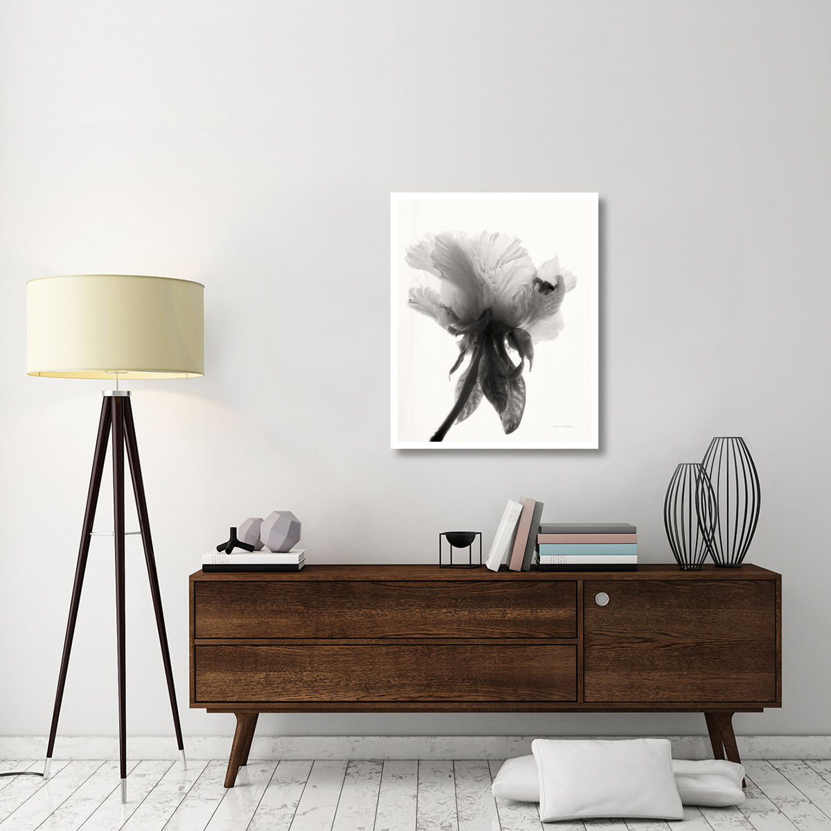 Translucent Peony VII - BW -Paper Art-30&quotx37"