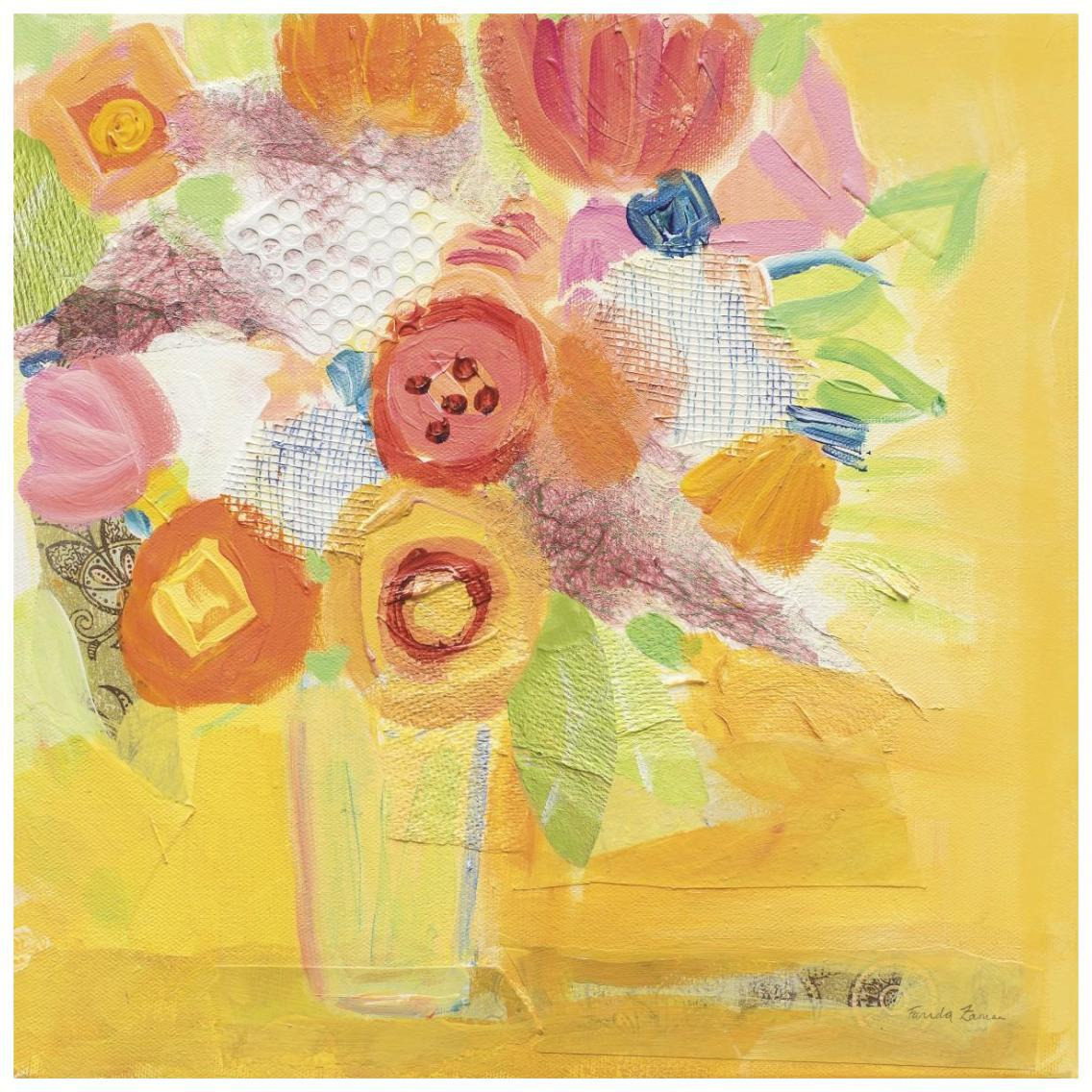 Misty Yellow Floral -Paper Art-26&quotx26"