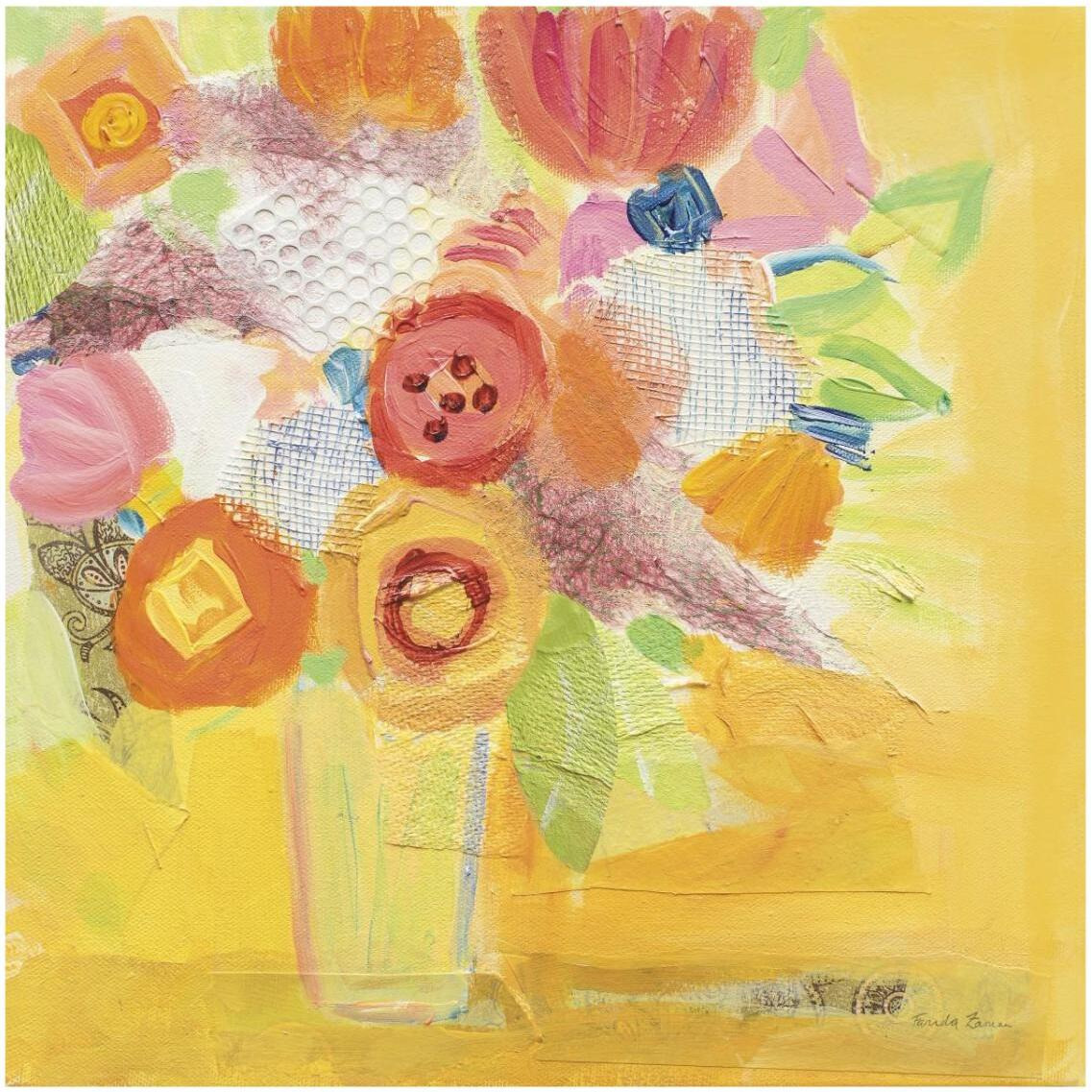 Misty Yellow Floral -Paper Art-32&quotx32"