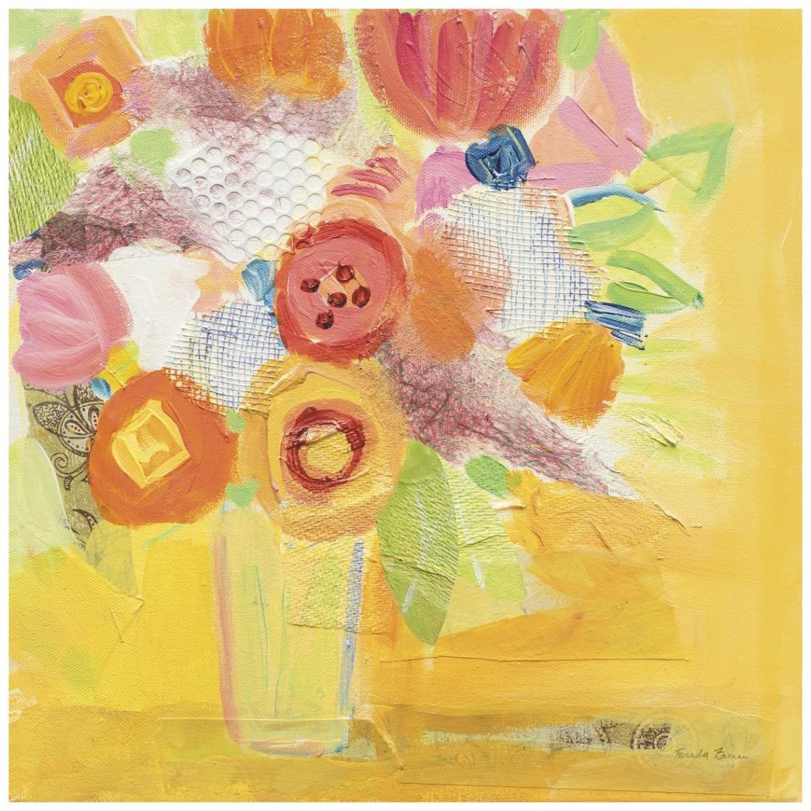 Misty Yellow Floral -Paper Art-42&quotx42"