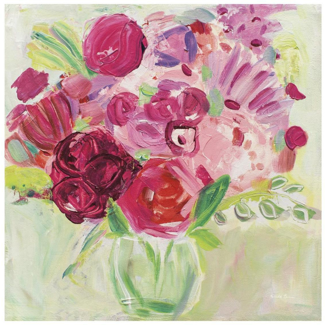 Pink and Red Florals -Paper Art-26&quotx26"