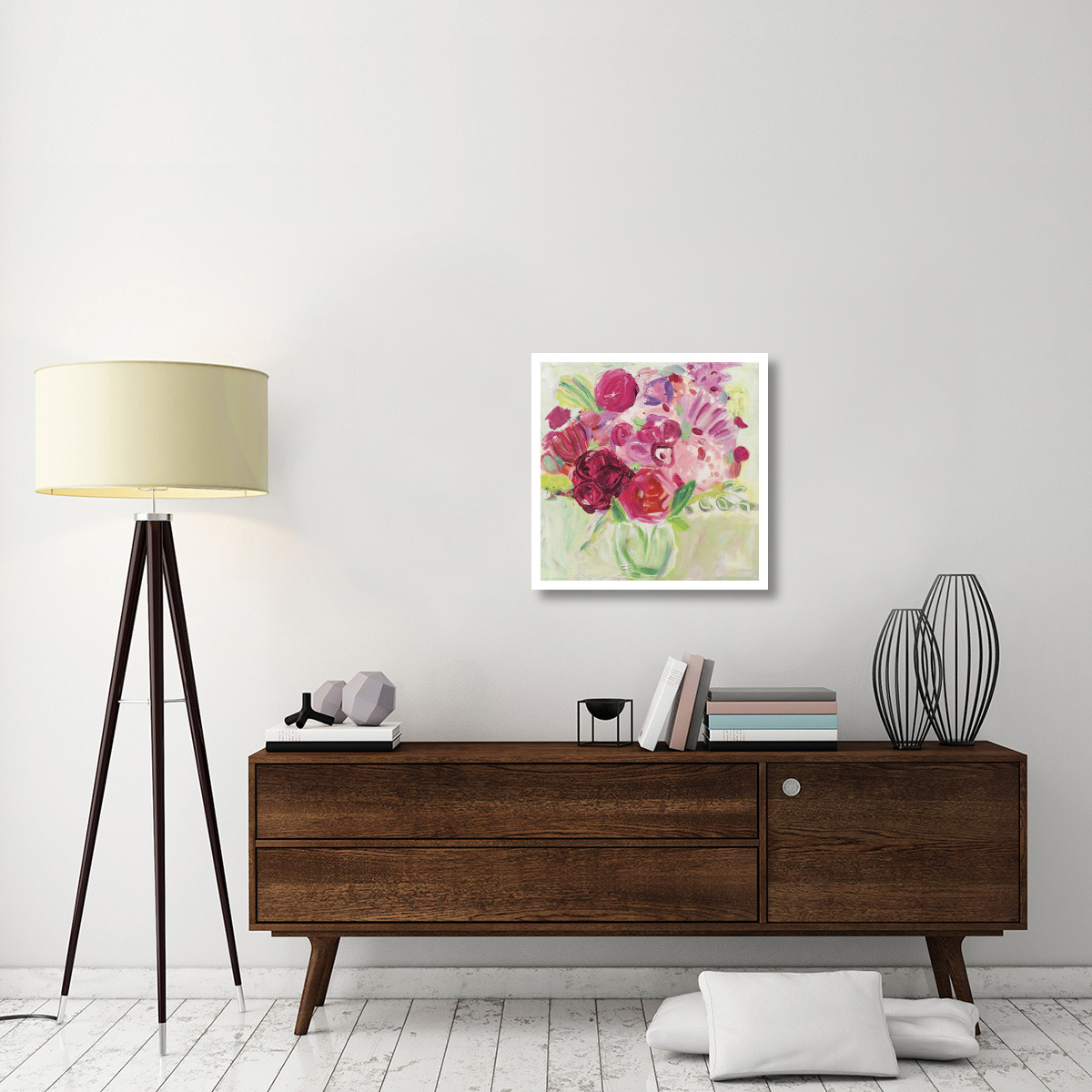 Pink and Red Florals -Paper Art-26&quotx26"
