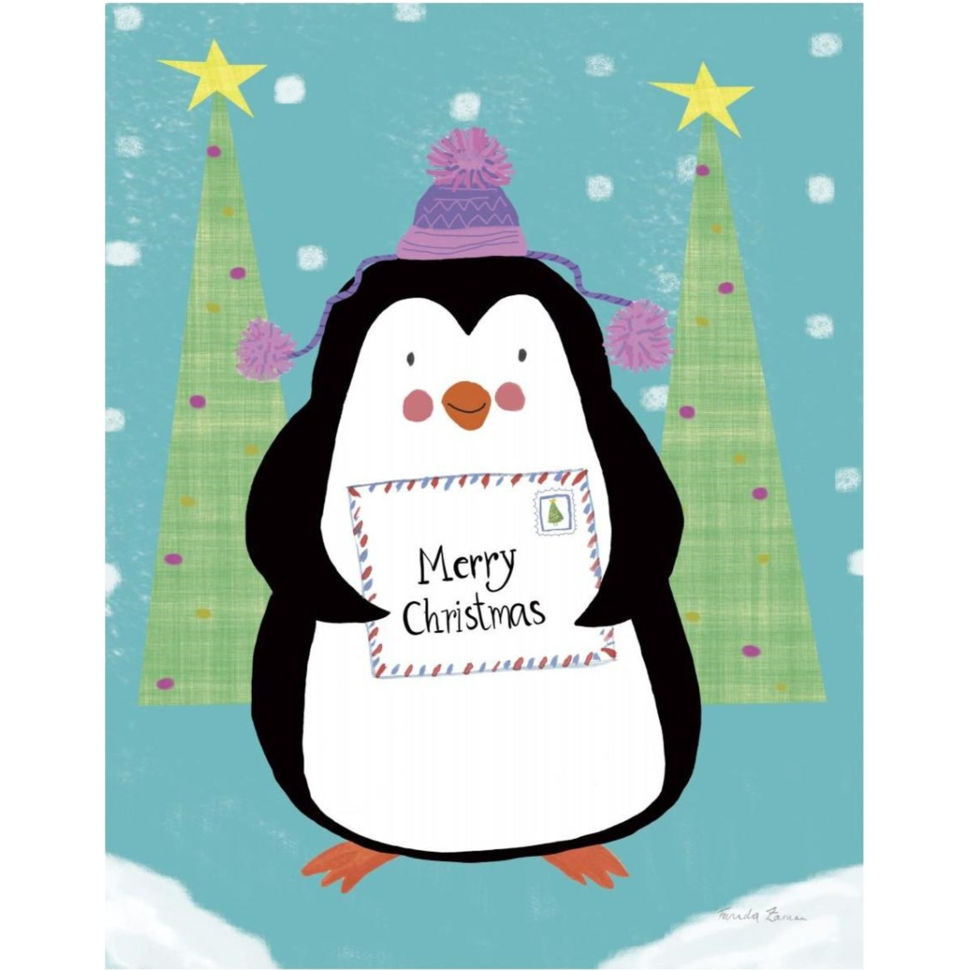 Snowman and Penguin Friends I -Paper Art-30&quotx37"