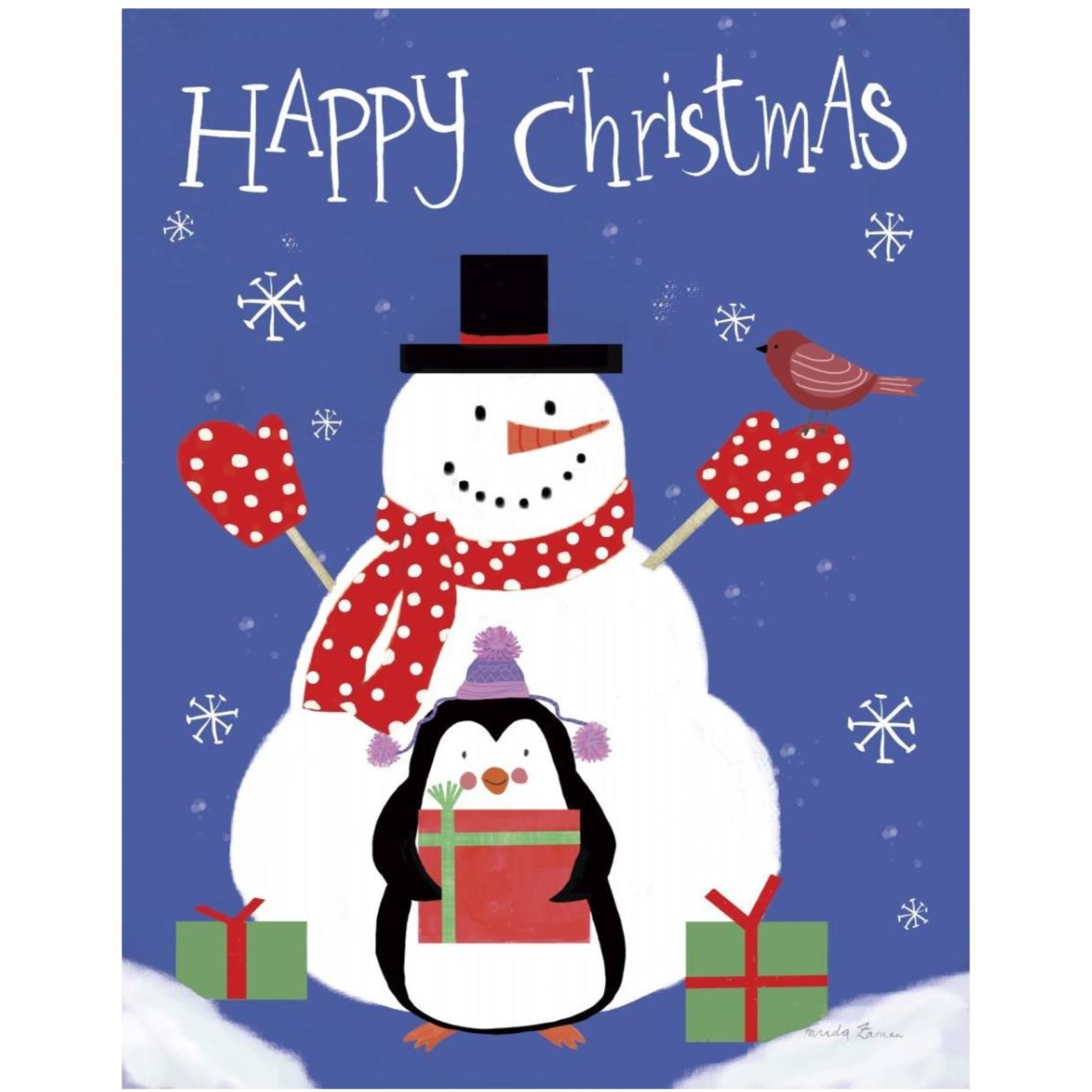 Snowman and Penguin Friends II -Paper Art-24&quotx30"