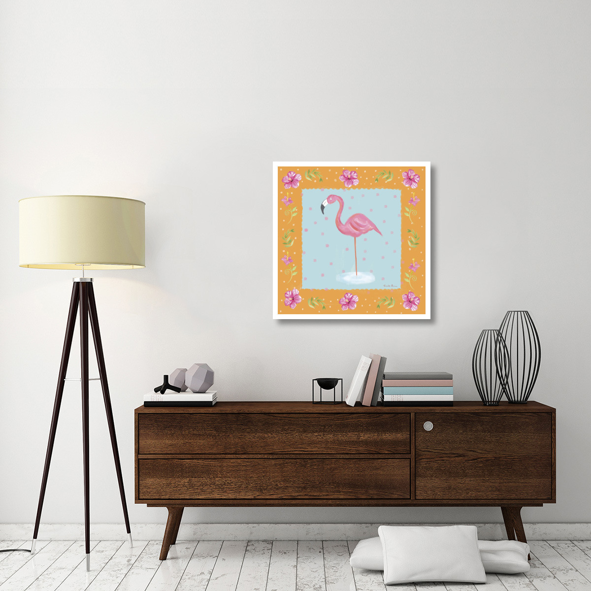 Flamingo Dance IV -Paper Art-32&quotx32"