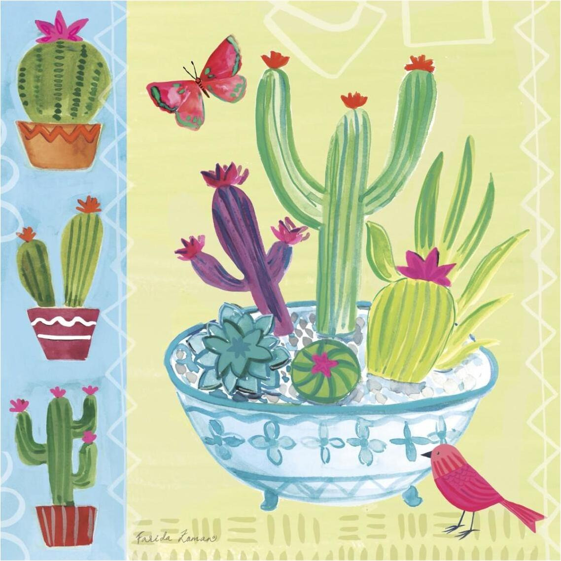 Cacti Garden III -Paper Art-38&quotx38"
