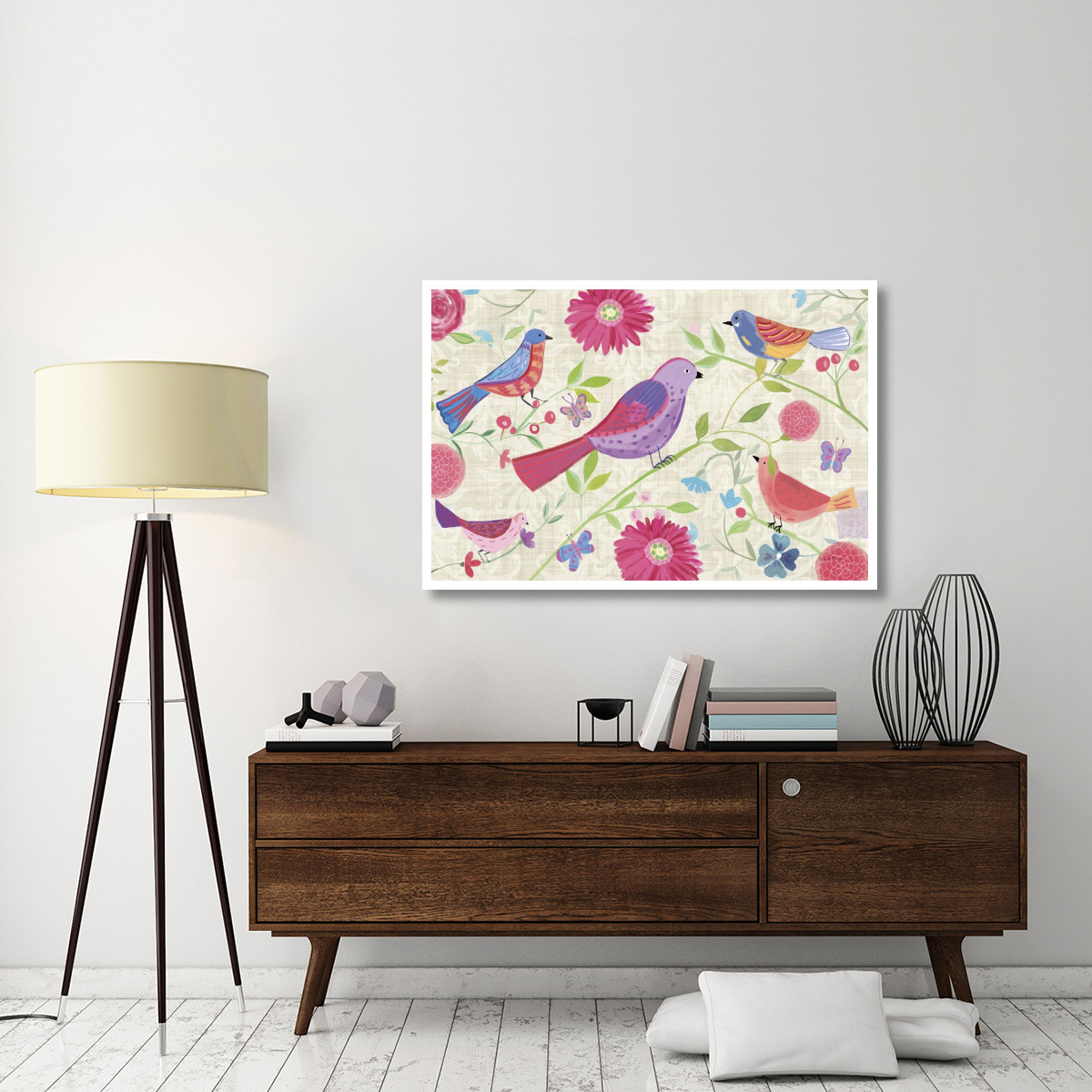 Damask Floral and Bird I -Paper Art-50&quotx34"