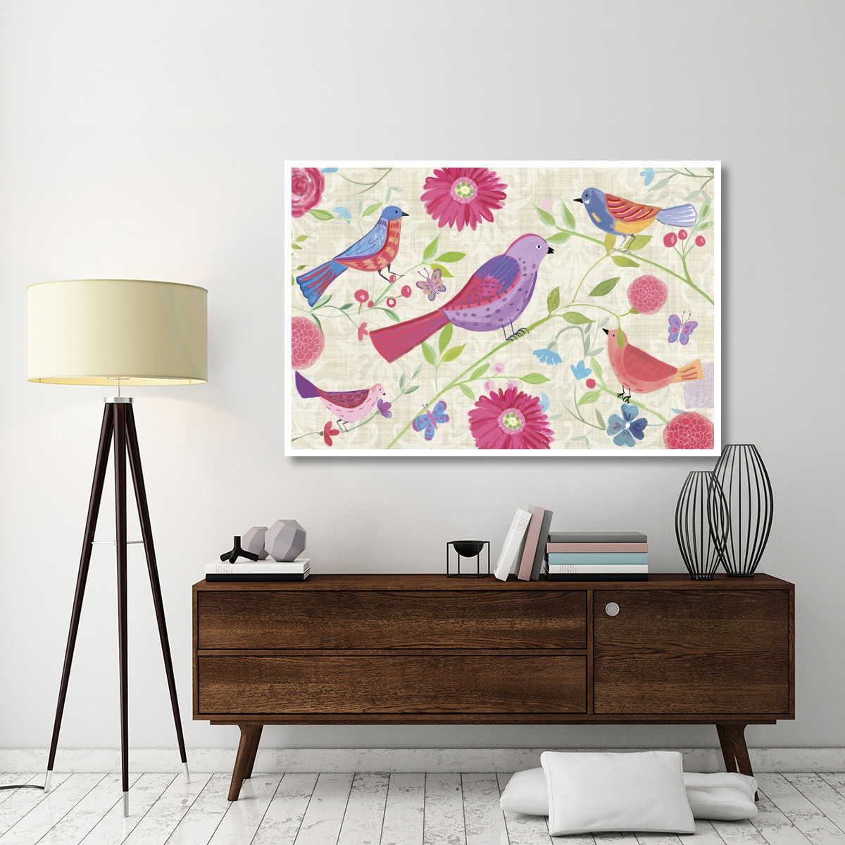 Damask Floral and Bird I -Paper Art-62&quotx42"