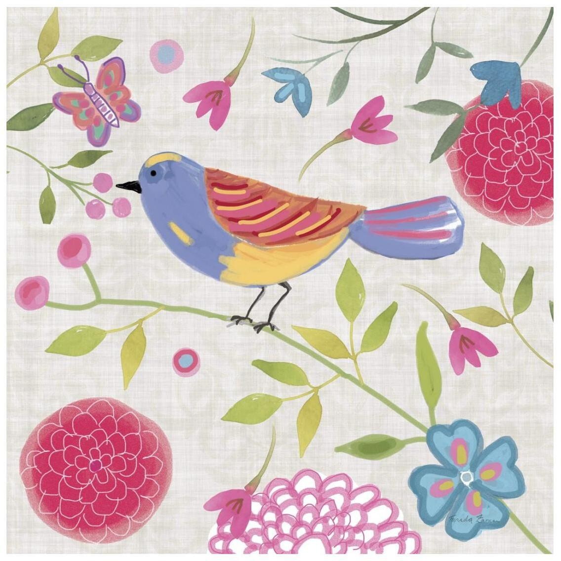 Damask Floral and Bird III -Paper Art-26&quotx26"