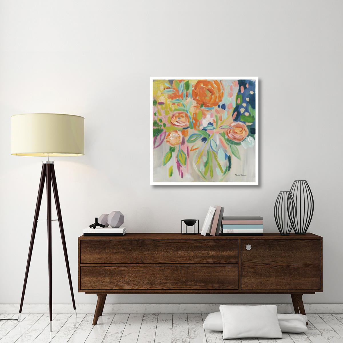 Summer Orange Floral -Paper Art-38&quotx38"