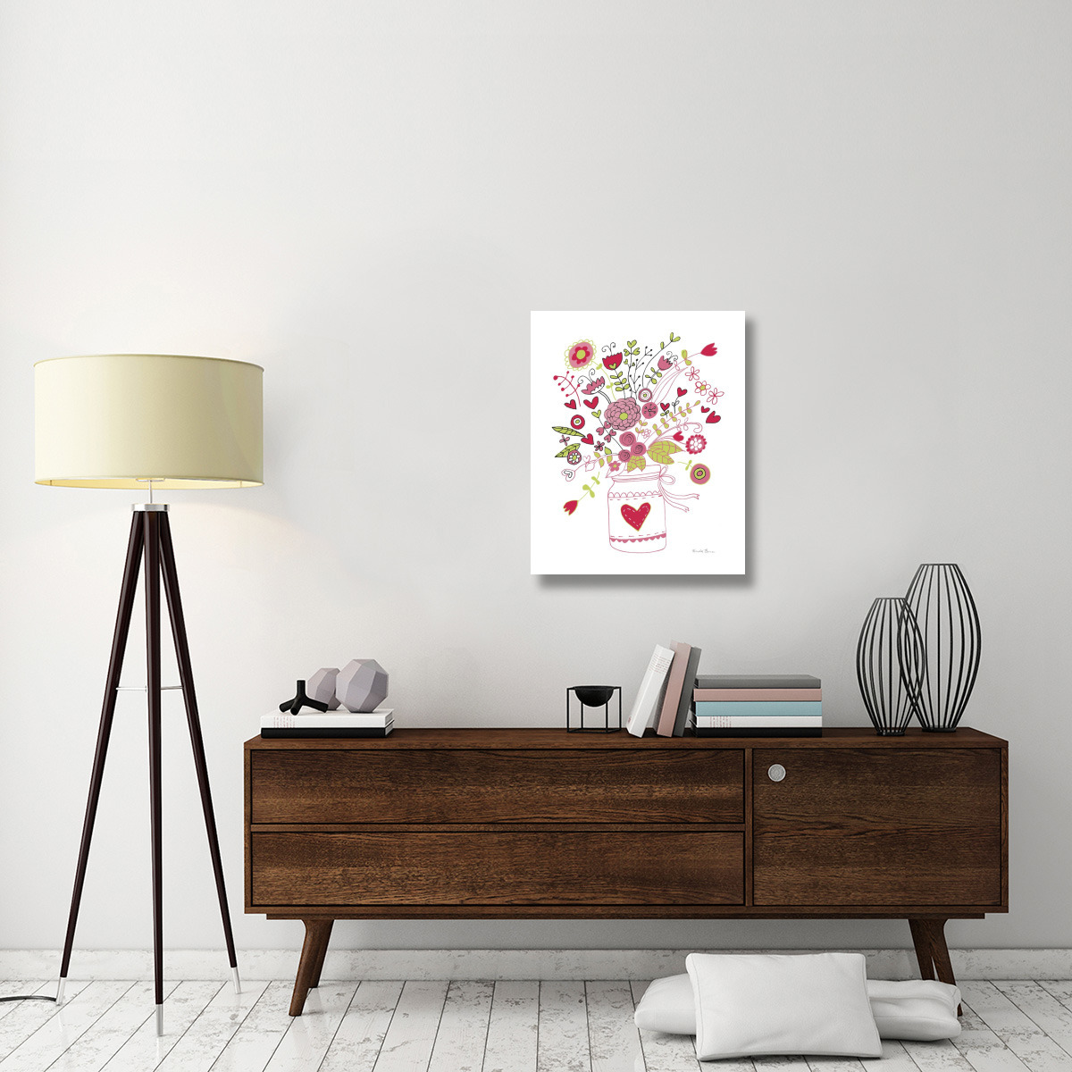 Valentines Flowers I -Paper Art-24&quotx30"