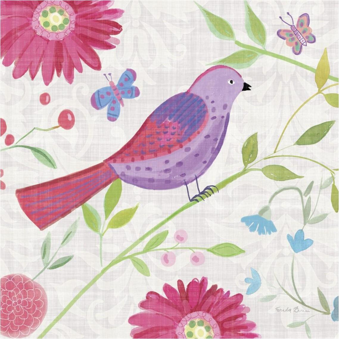 Damask Floral and Bird I Sq -Paper Art-38&quotx38"