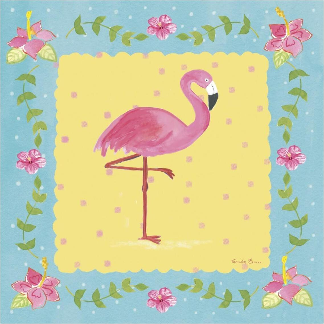 Flamingo Dance I Sq Border -Paper Art-38&quotx38"
