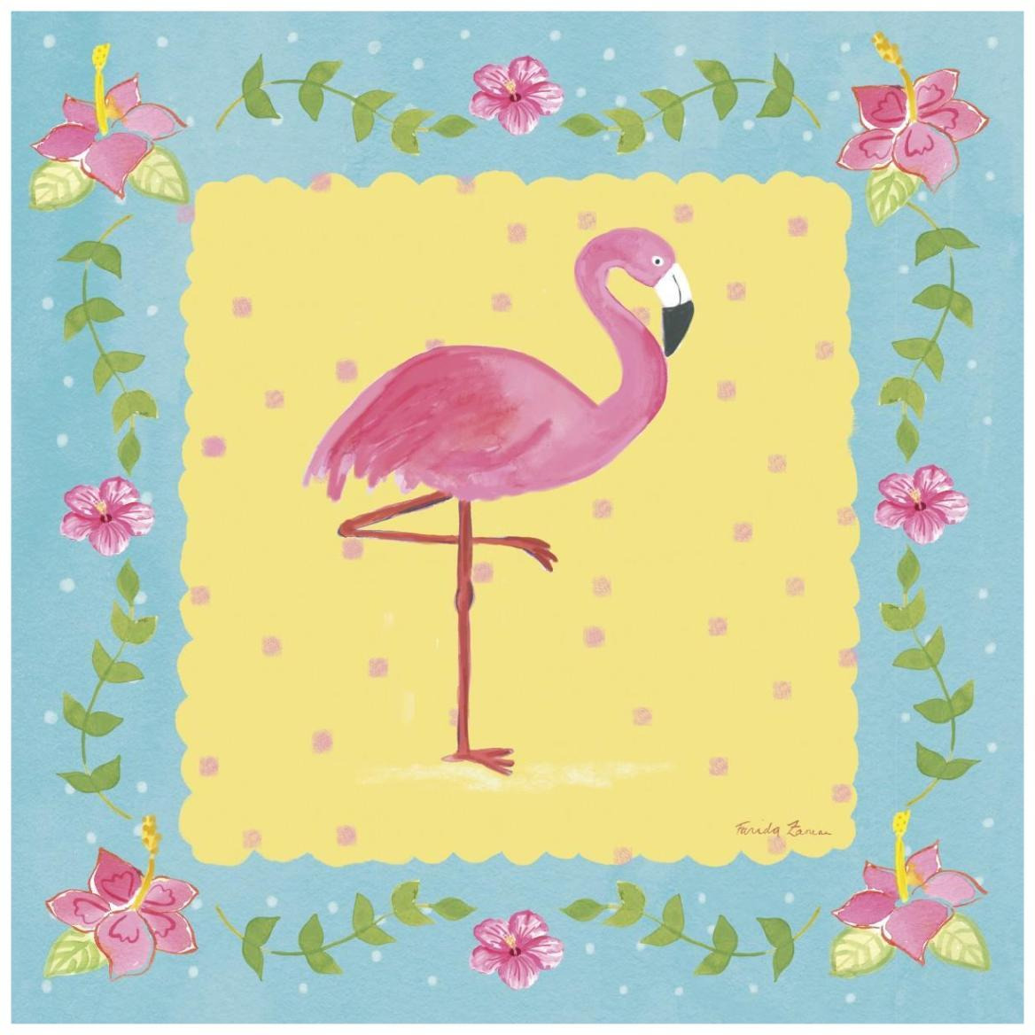 Flamingo Dance I Sq Border -Paper Art-42&quotx42"