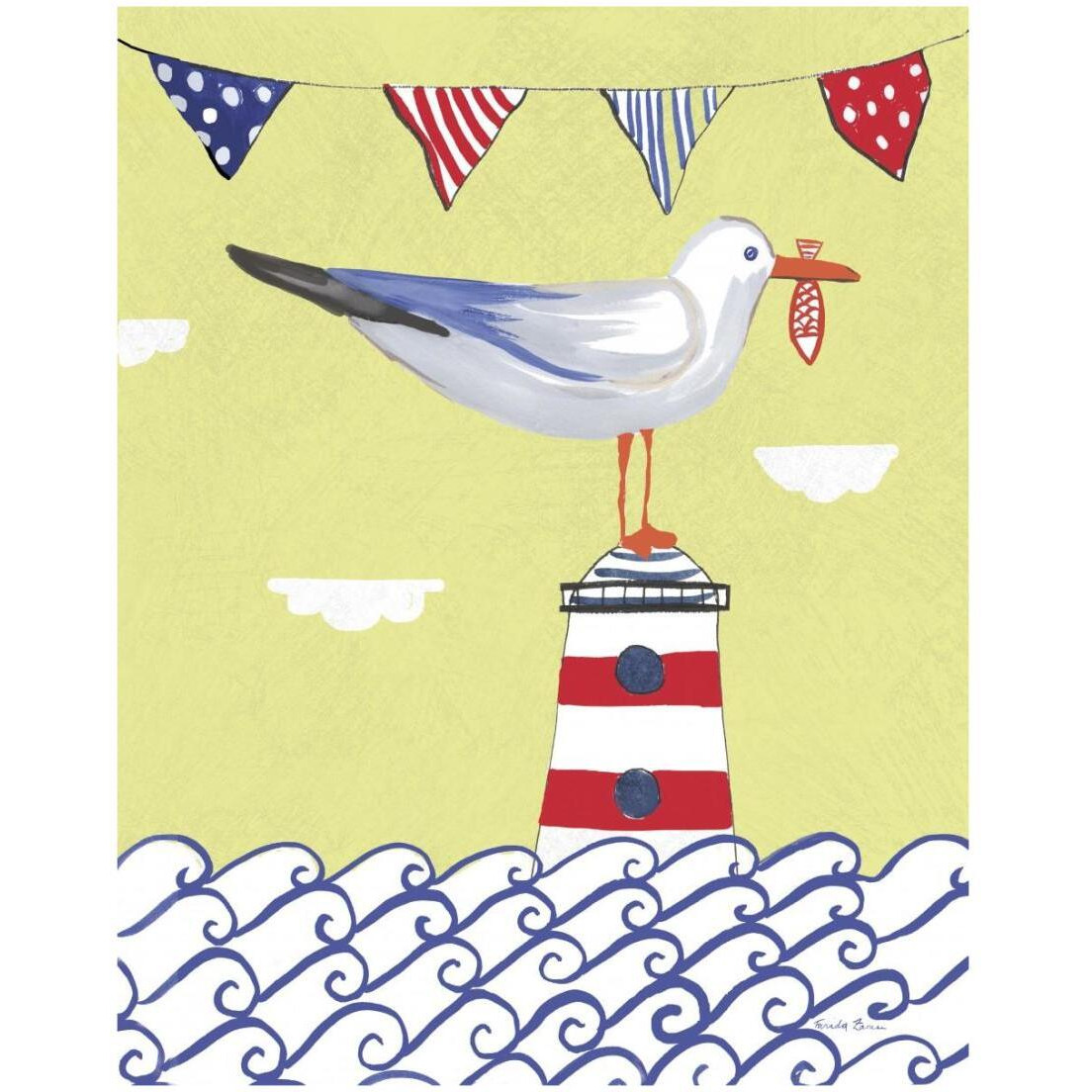 Coastal Bird I Flags -Paper Art-18&quotx22"