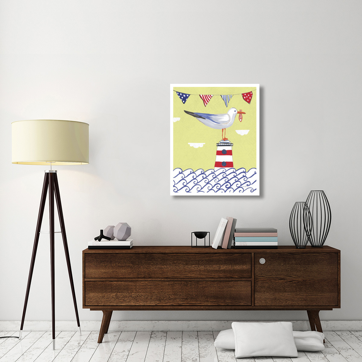 Coastal Bird I Flags -Paper Art-30&quotx37"